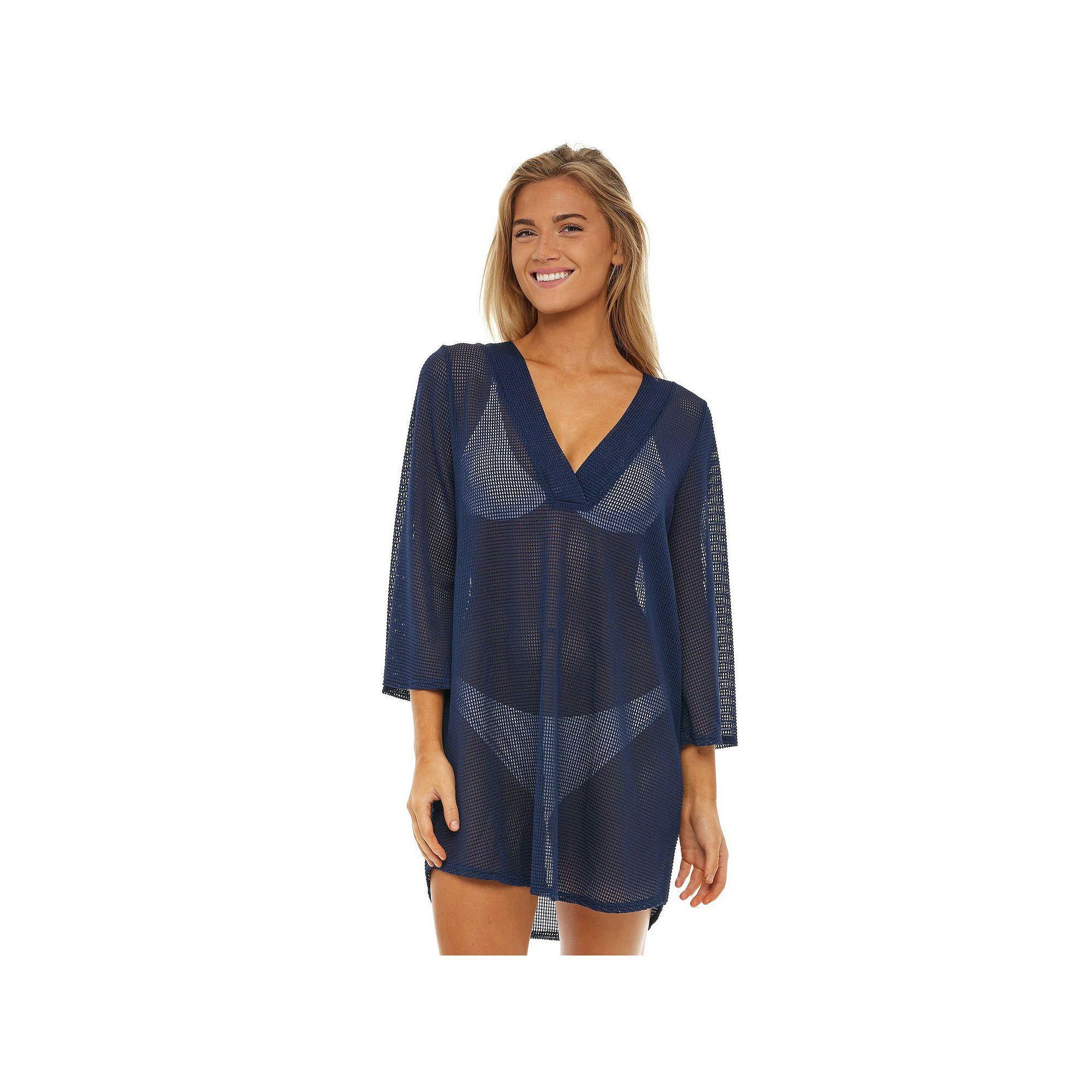 Women's Jordan Taylor Bell-Sleeve Swim Cover-Up Tunic, Size: Medium, Blue Product Image
