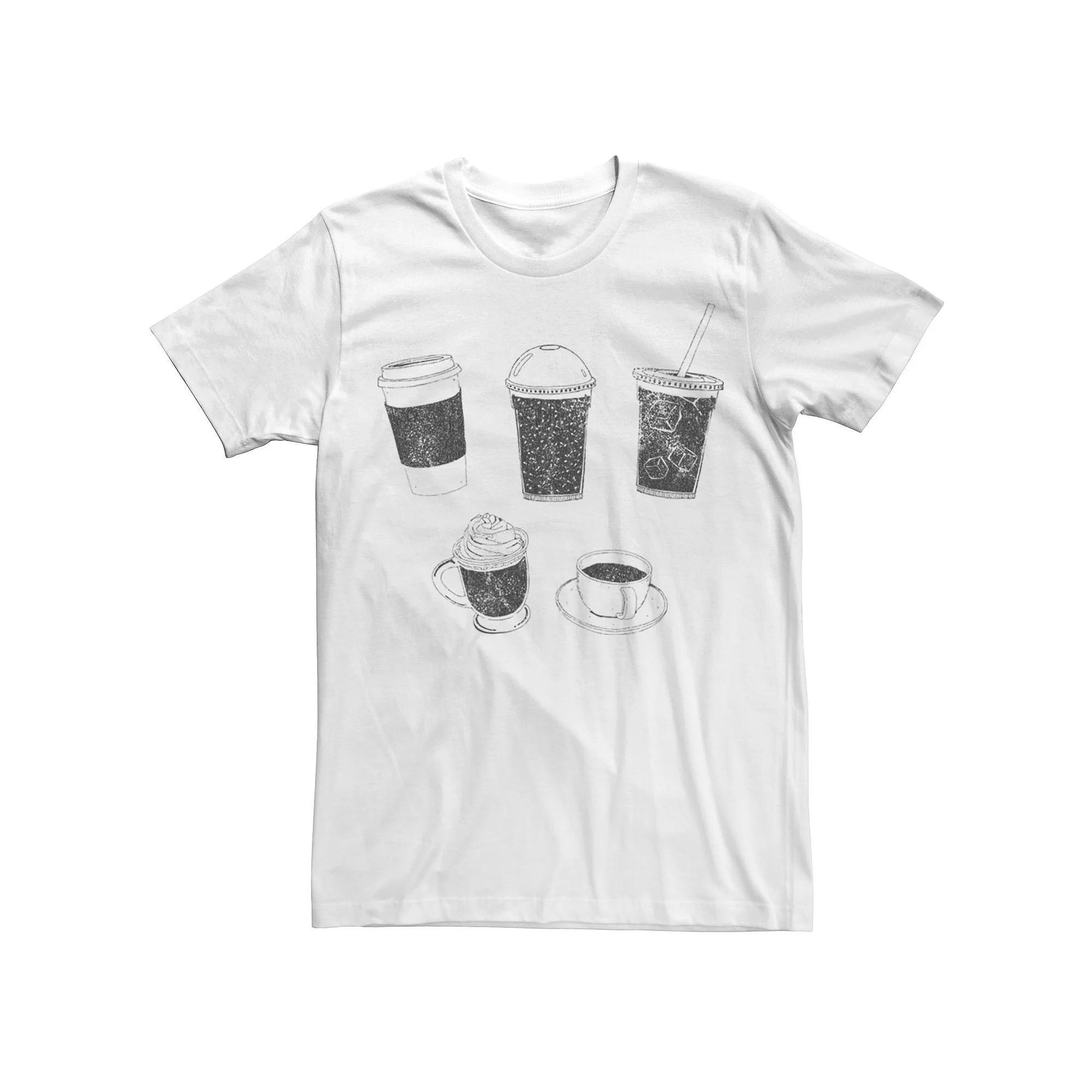 Men's Coffee Cups And Mugs Tee, Size: 3XL, White Product Image