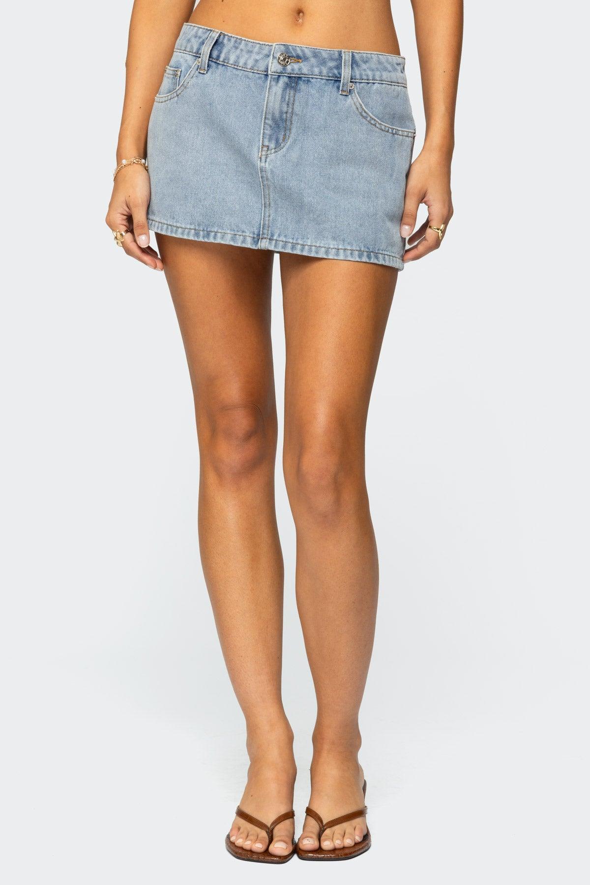 Lace Hearts Denim Mini Skirt Product Image