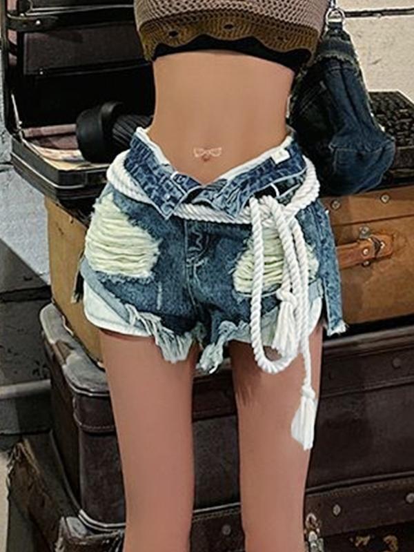 Design Ripped Denim Shorts Product Image
