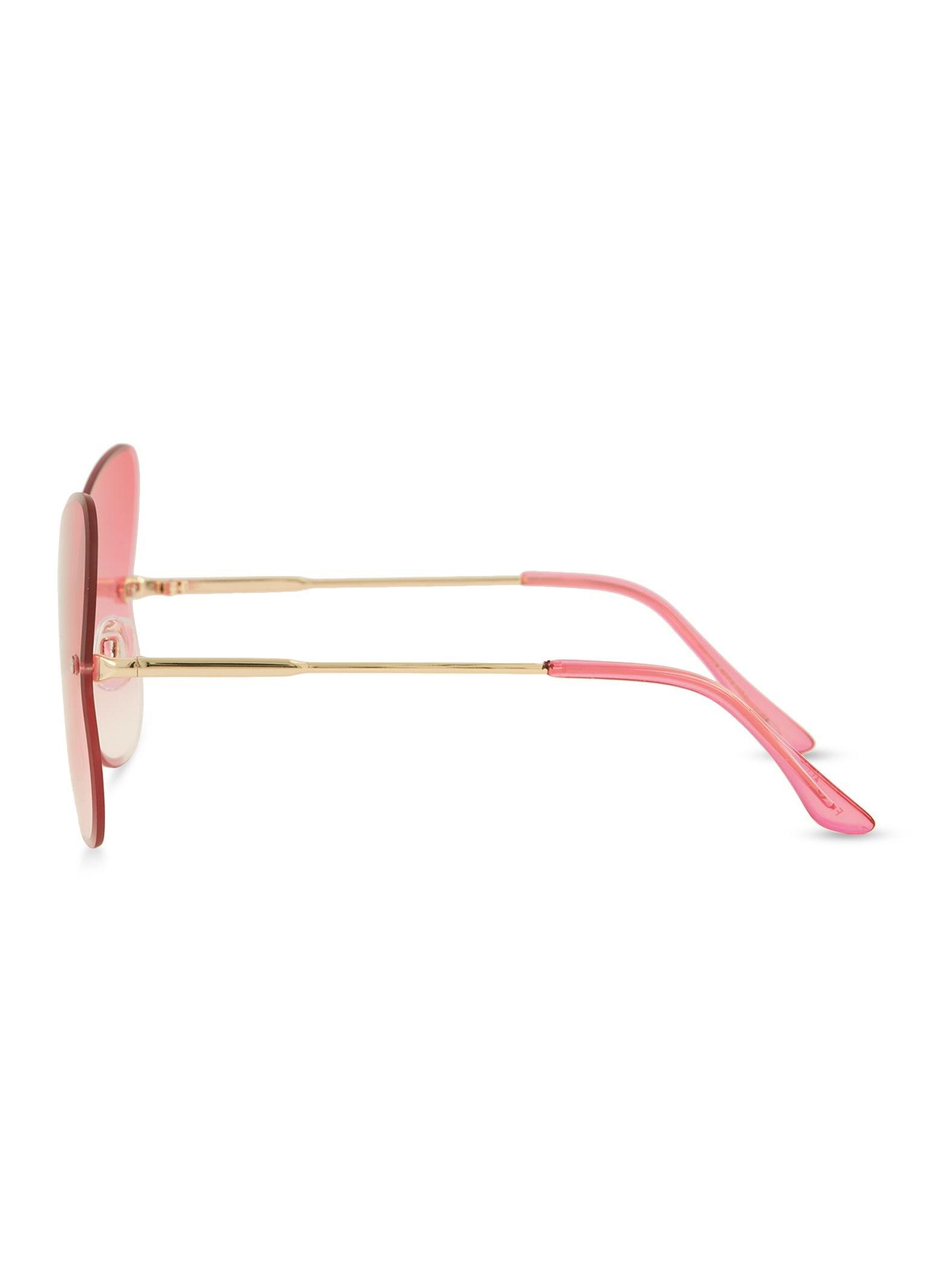 Heart Shape Rimless Shield Sunglasses Female Product Image