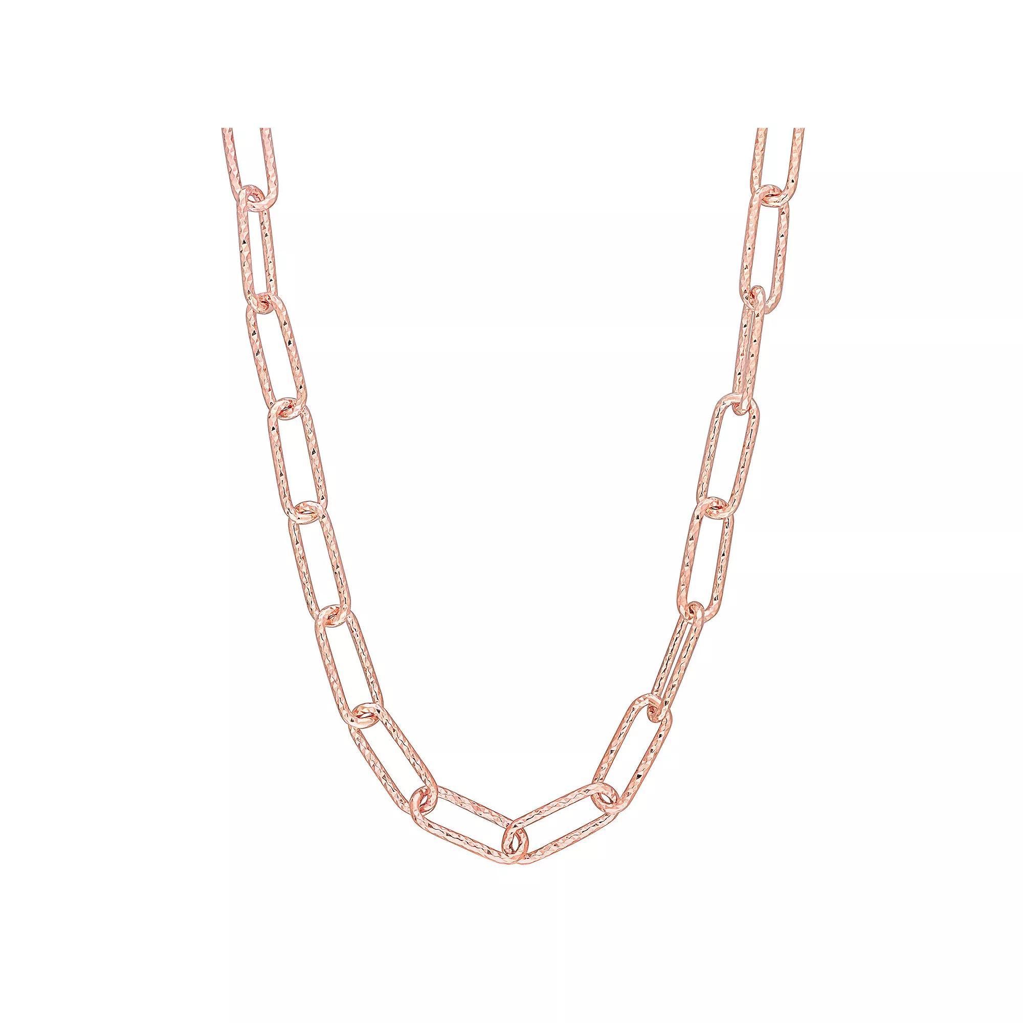 Stella Grace 18k Gold Over Silver 5 mm Fancy Paper Clip Link Chain Necklace, Womens 18k Pink Plated Product Image