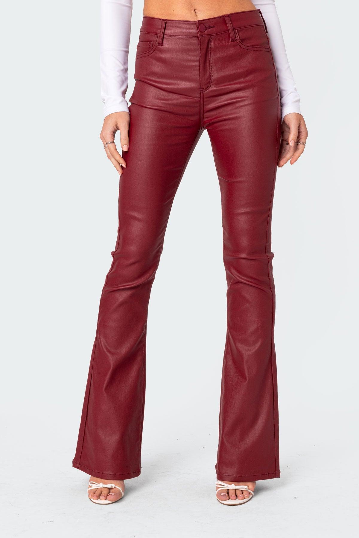 Luna Faux Leather Flare Jeans Product Image