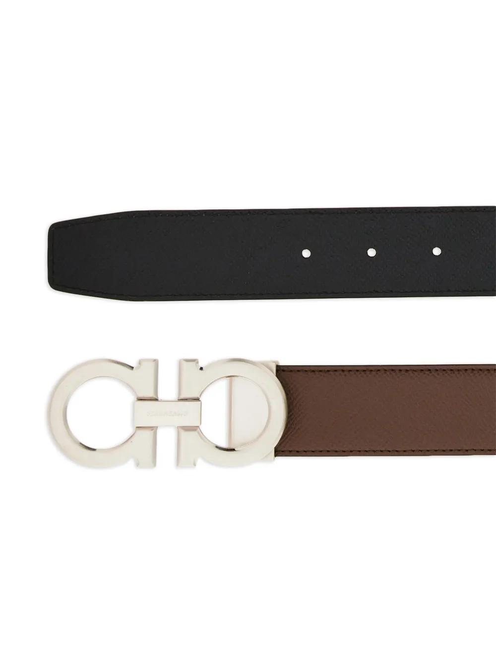 Gancini-buckle reversible leather belt Product Image