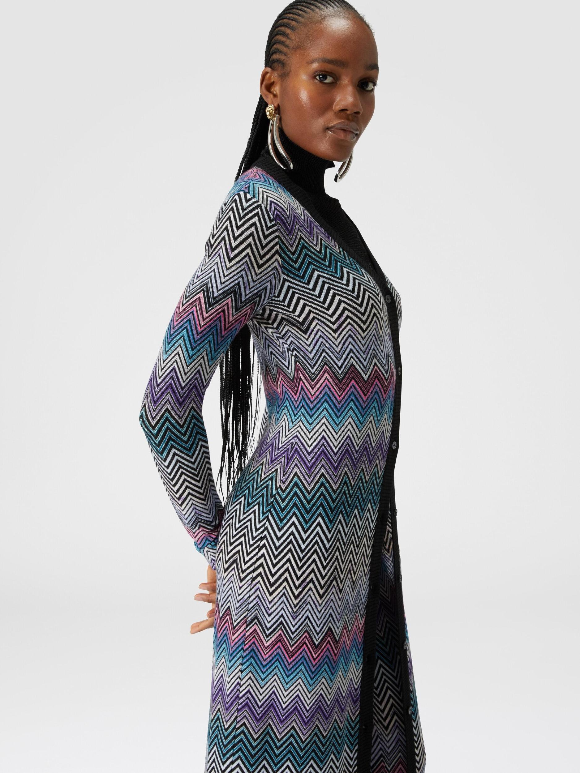 Long zigzag wool cardigan Product Image