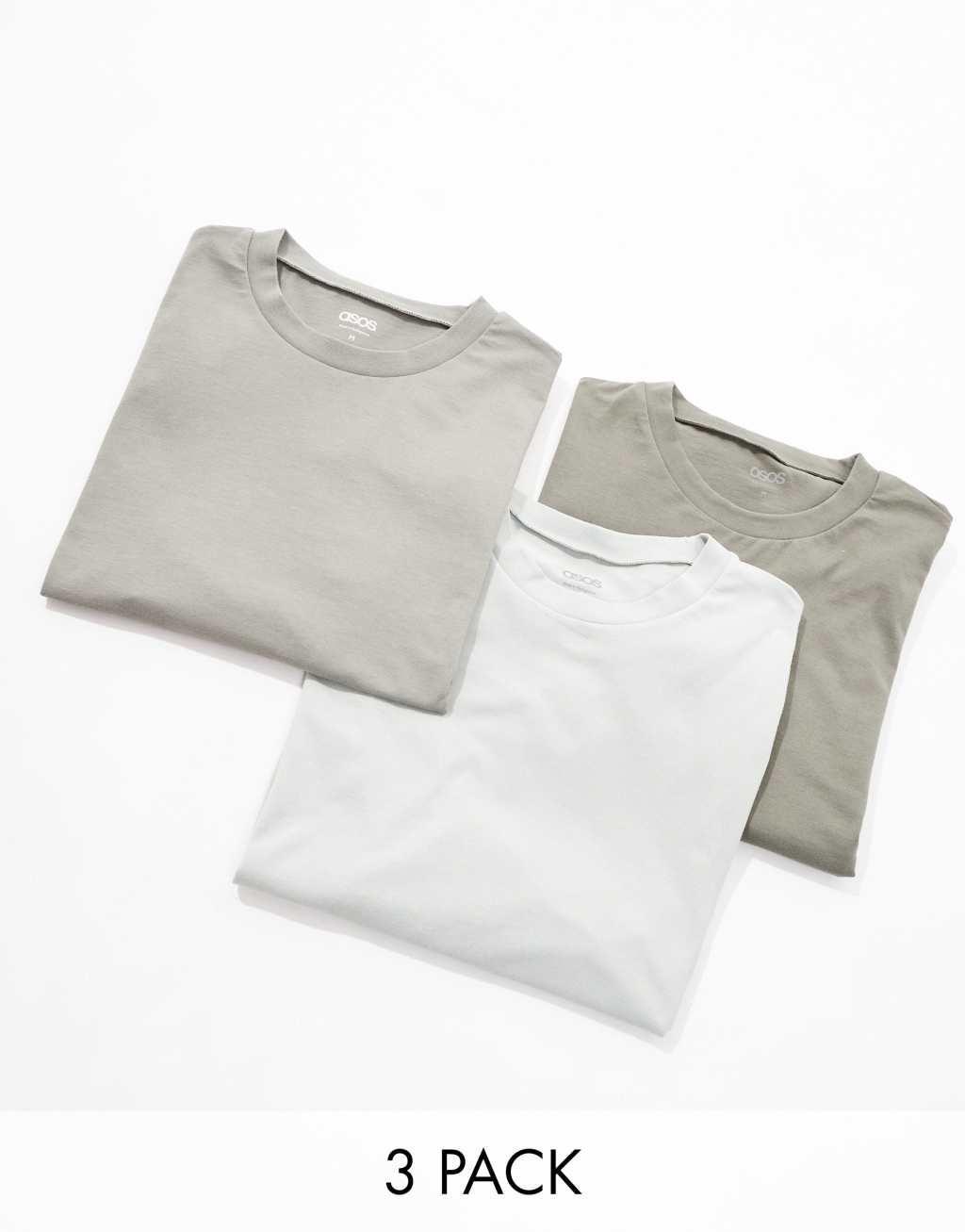 ASOS DESIGN essential 3 pack crew neck t-shirts in multiple colors Product Image