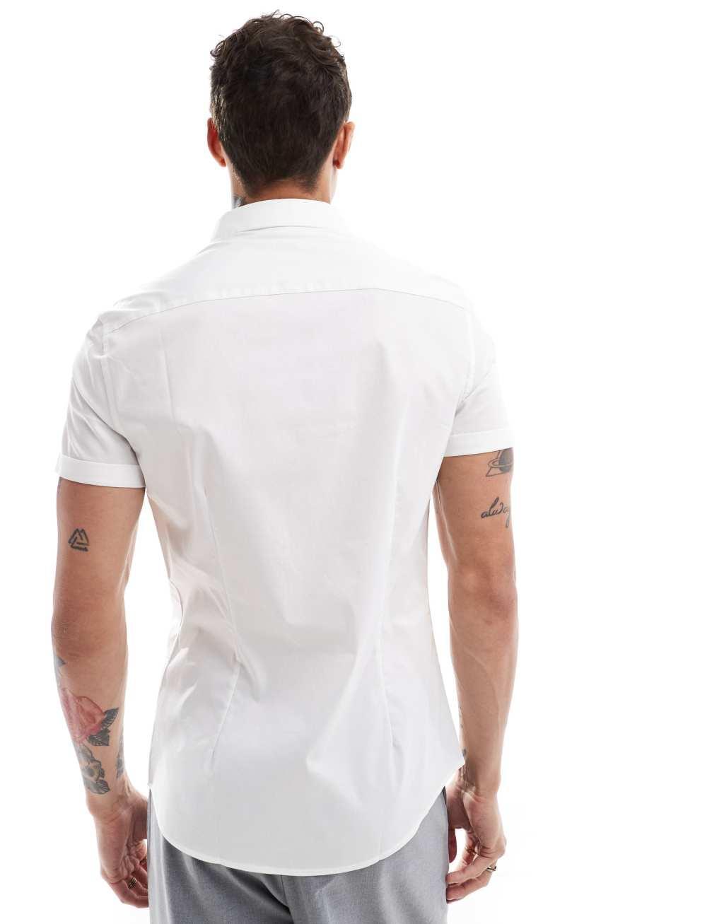 ASOS DESIGN 2 pack skinny fit work shirt in white and black  Product Image