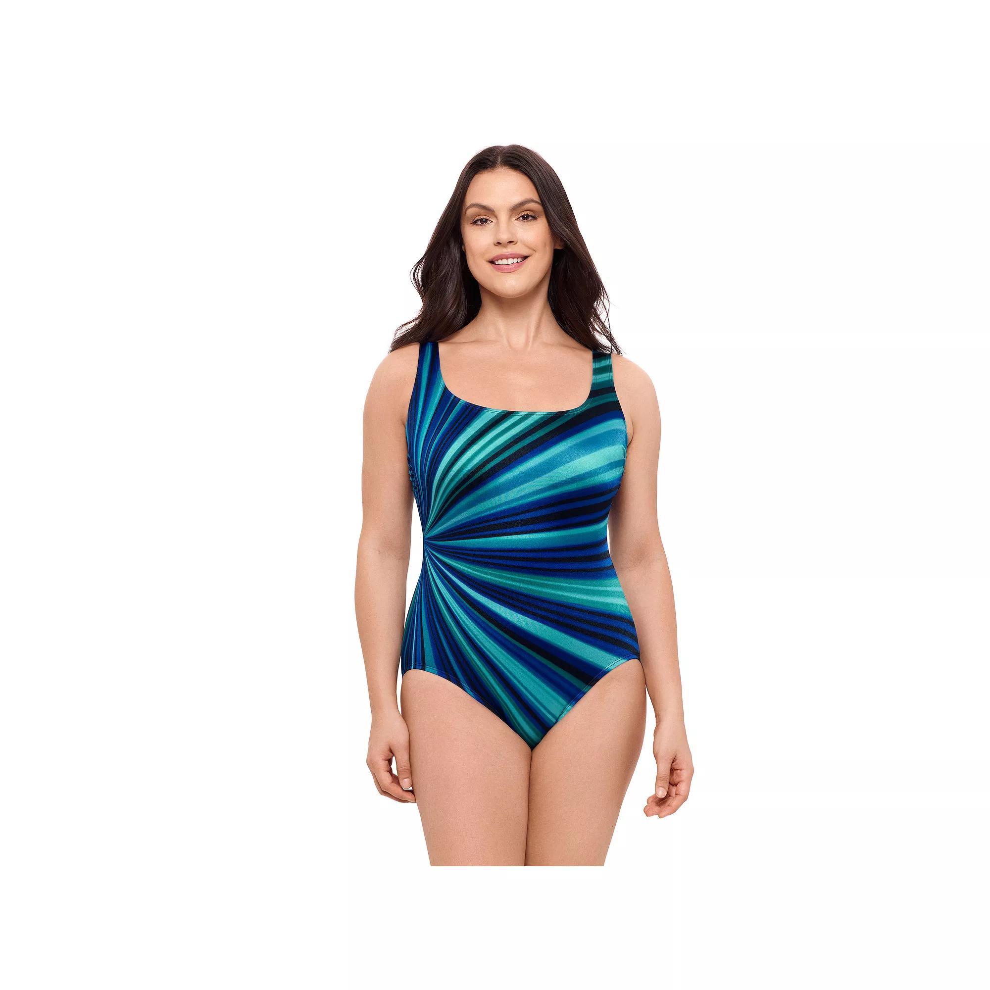 Womens Great Lengths Panel Scoopneck Tank One-Piece Swimsuit Product Image