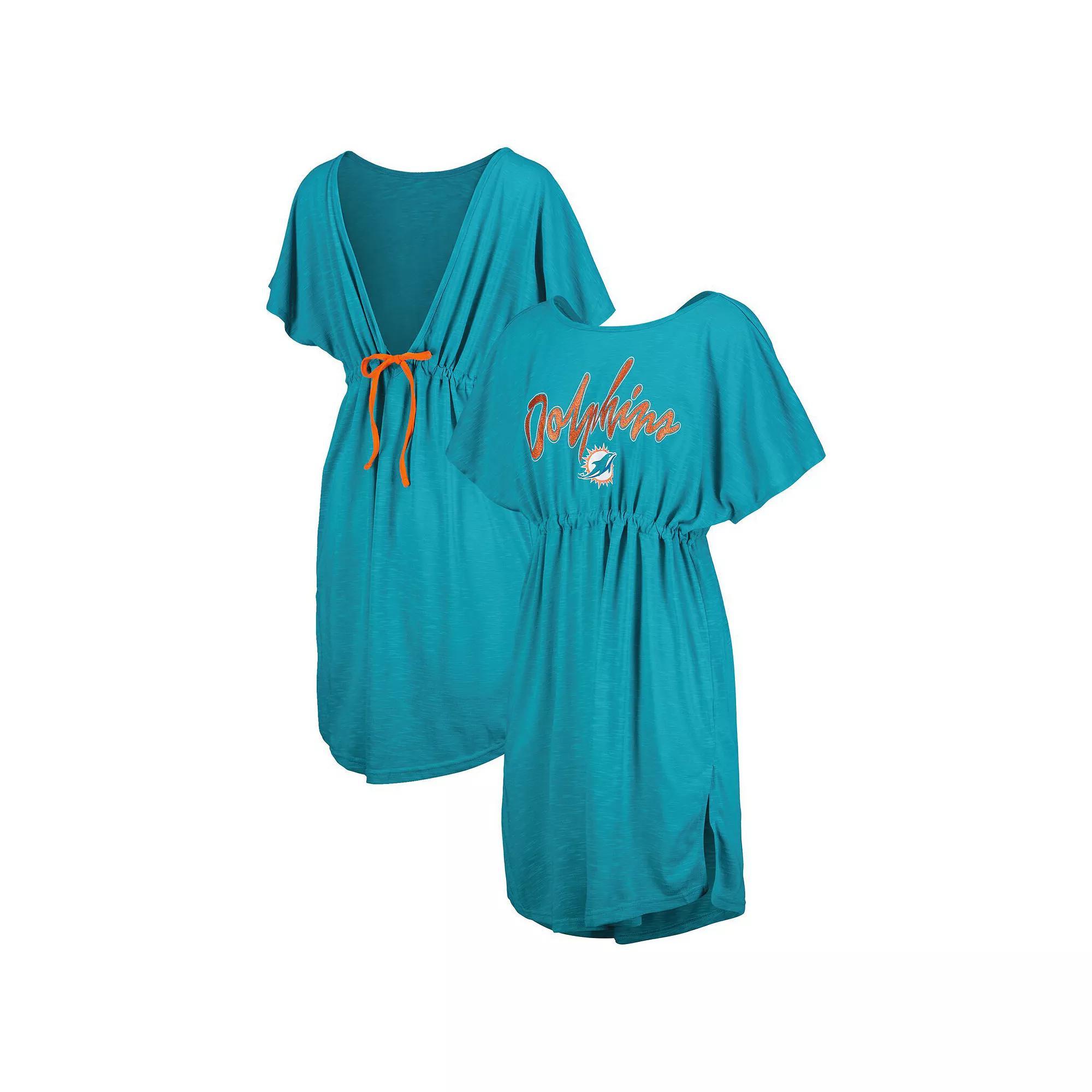 Women's G-III 4Her by Carl Banks Aqua Miami Dolphins Versus Swim Cover-Up, Size: Medium, Turquoise A Product Image
