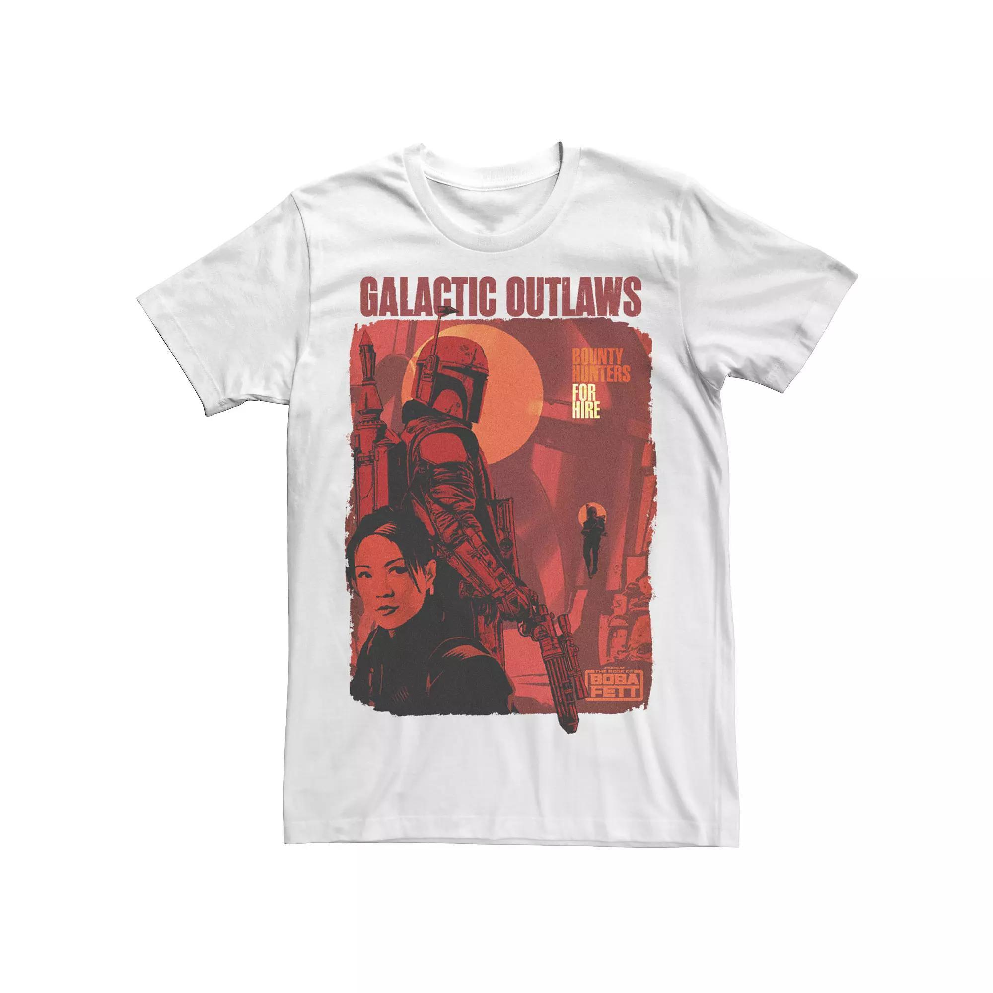 Men's Star Wars The Book Of Boba Fett Galactic Outlaws Red Hue Poster Tee, Size: XL, White Product Image