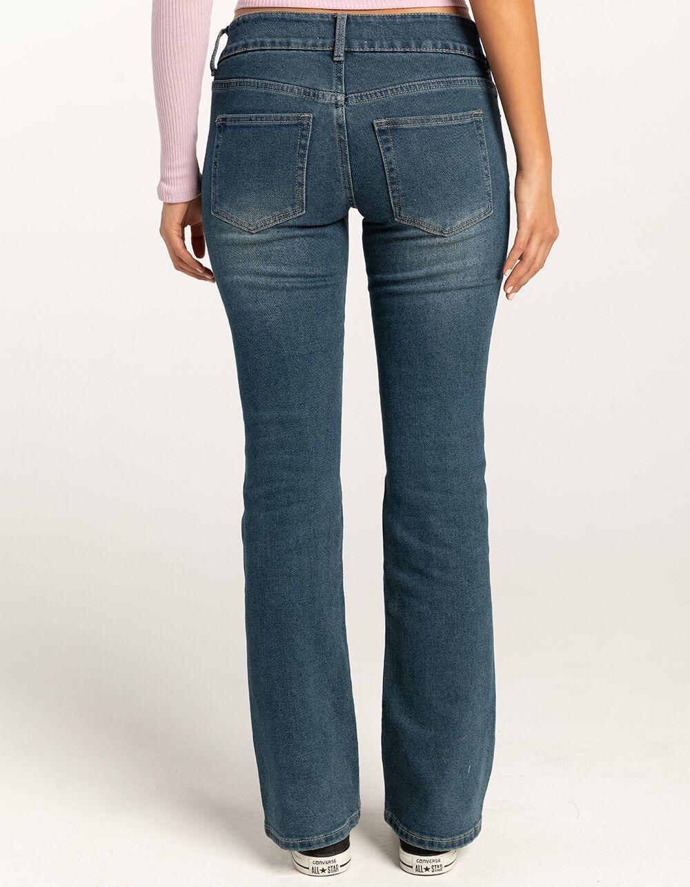 RSQ Womens Low Rise Double Button Bootcut Jeans - Dark Wash Product Image