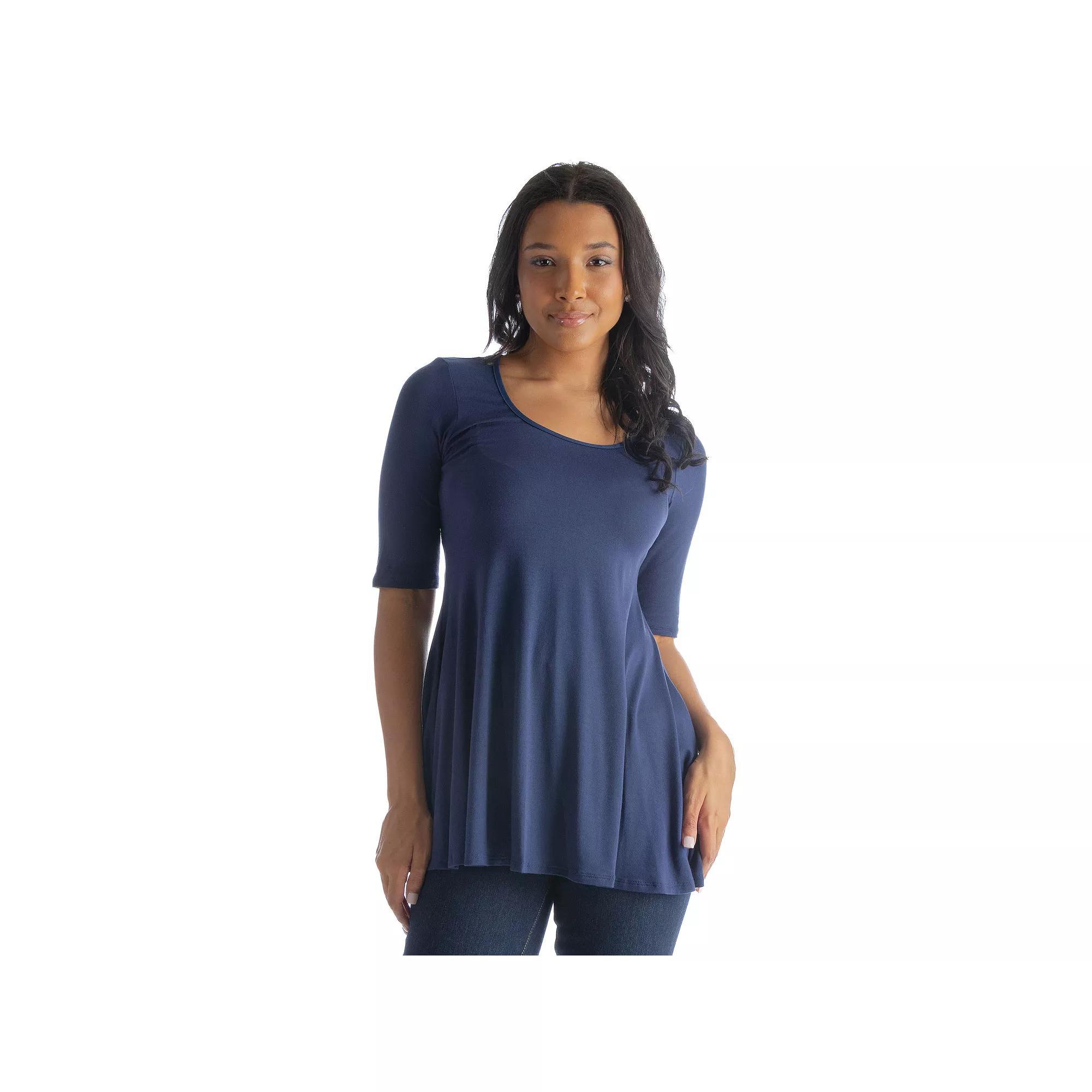Womens 24Seven Comfort Apparel Elbow Sleeve Swing Tunic Top Product Image