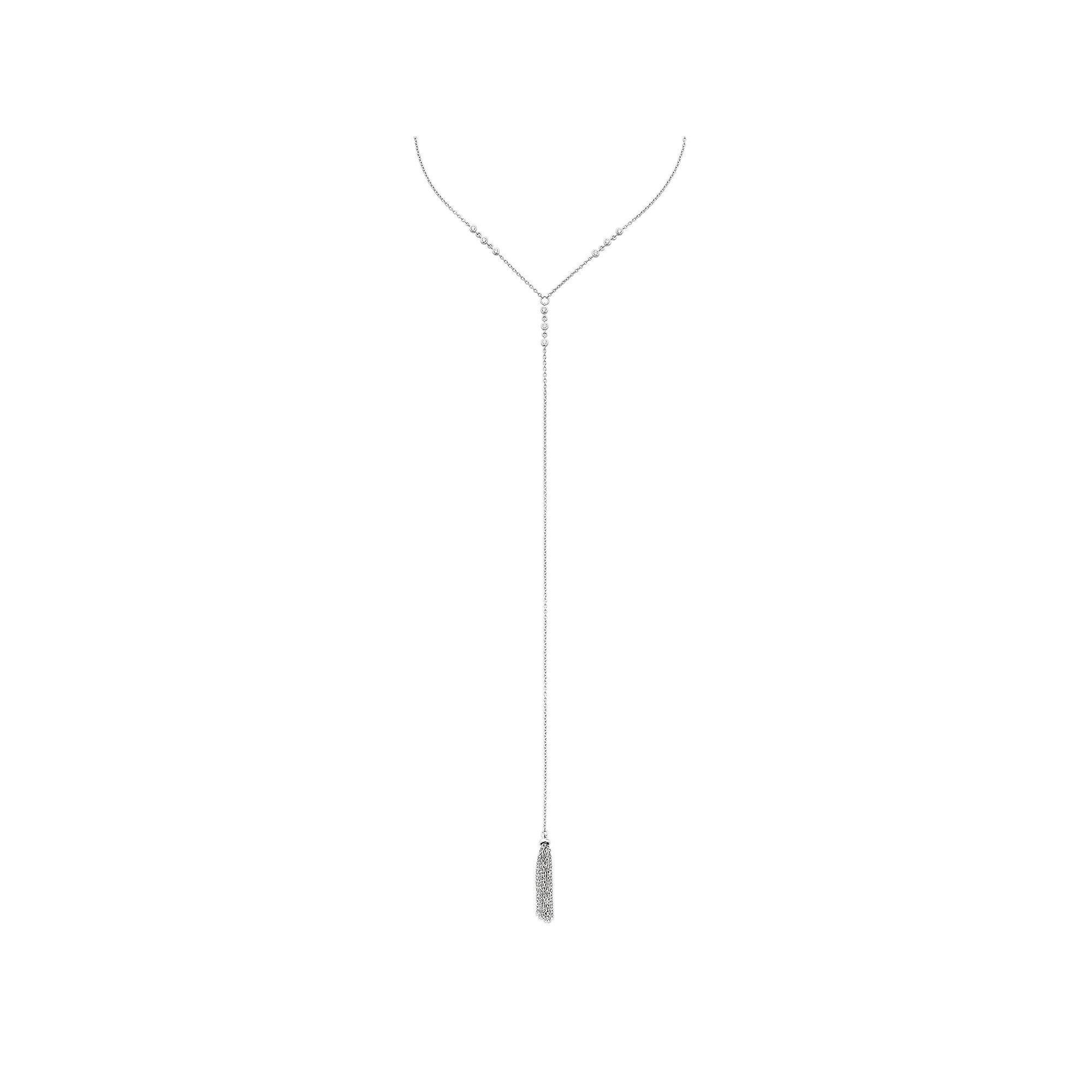Sterling Silver 1/5 Carat T.W. Diamond Tassel Y Necklace, Women's, Size: 18", White Product Image
