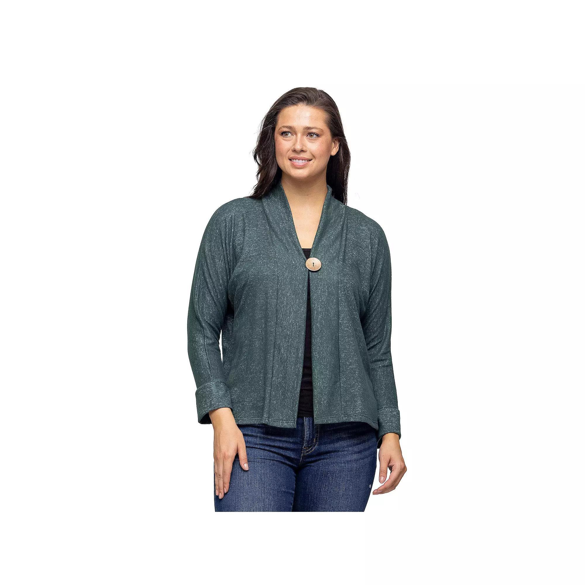 Women's 24Seven Comfort Apparel Single Button Cardigan, Size: XL, Hunter Product Image