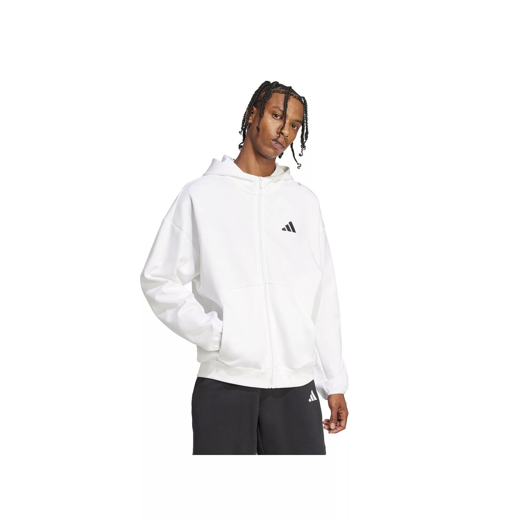 Men's adidas Future Icons Small Logo Full-Zip Sportswear Hoodie, Size: Medium, White Product Image