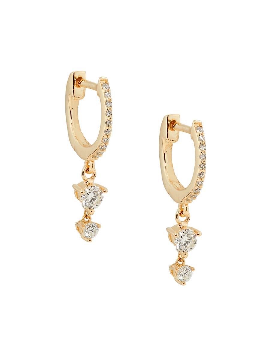 Womens 14K Yellow Gold & 0.30 TCW Diamond Drop Earrings Product Image