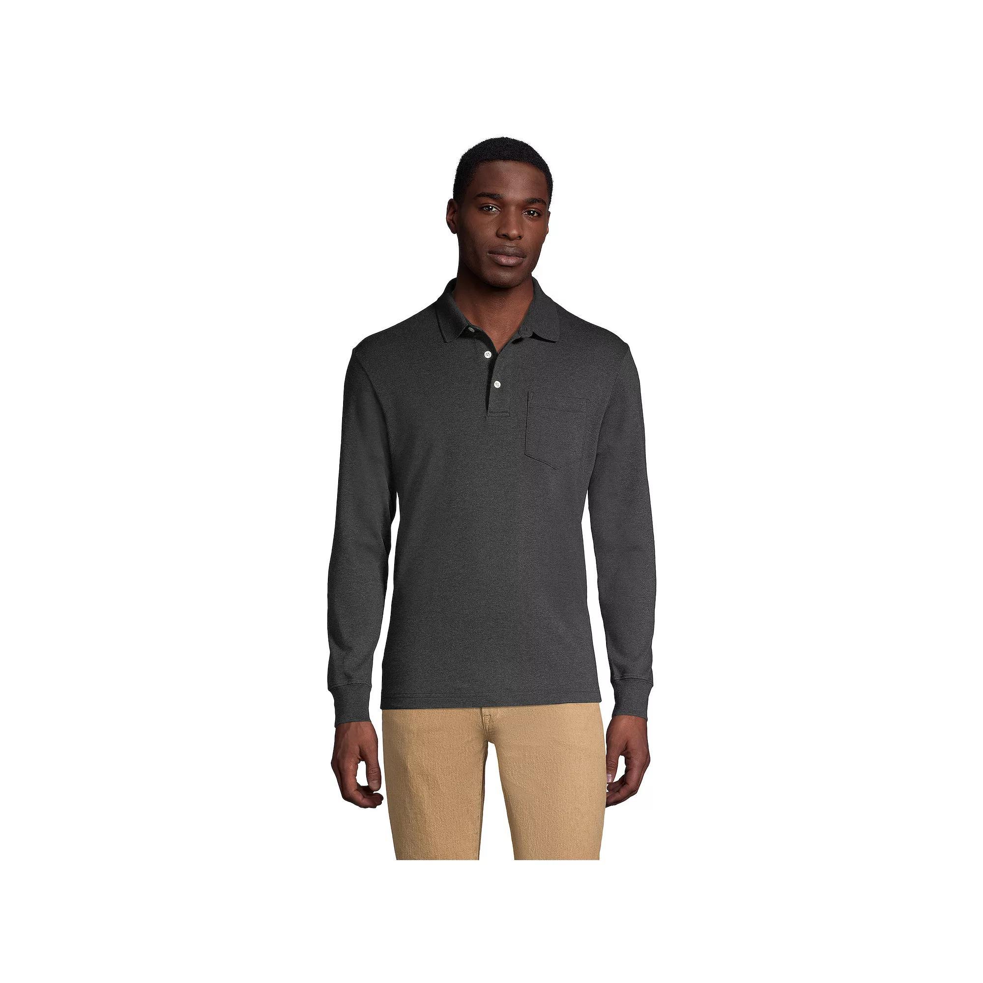Big & Tall Lands' End Super Soft Relaxed-Fit Supima Pocket Polo, Men's, Size: XXL Tall, White Product Image