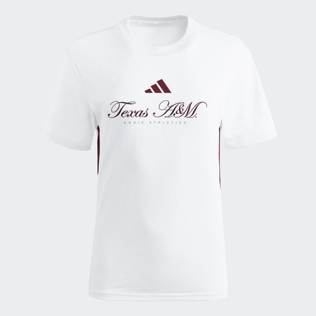 adidas Kansas Jayhawks Essentials 3-Stripes Tee White XL Womens Product Image