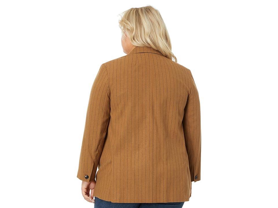 Madewell Plus Oversized Blazer in Pinstripe (Fallen Timber) Women's Clothing Product Image