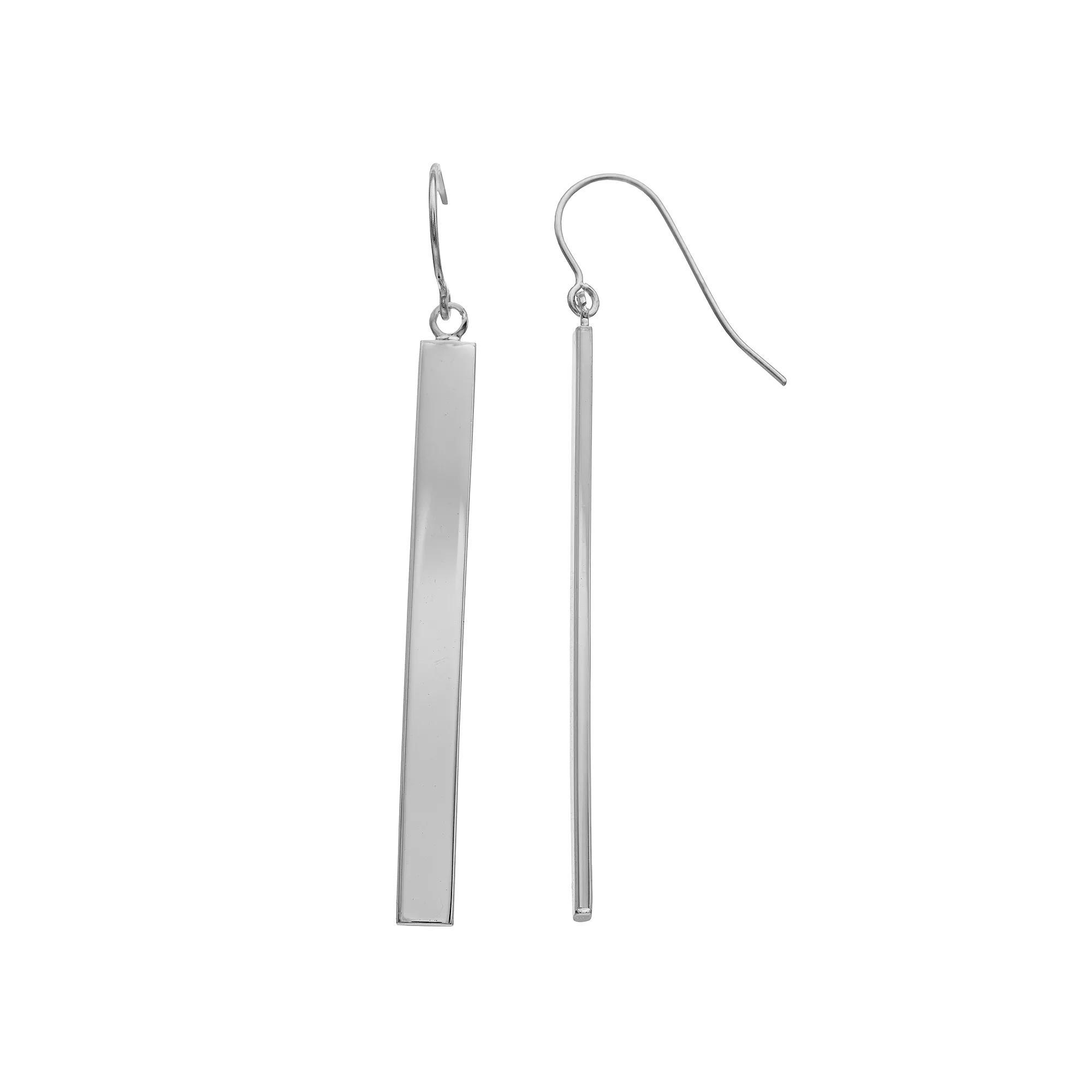 Au Naturale 14k White Gold Bar Drop Earrings, Women's Product Image