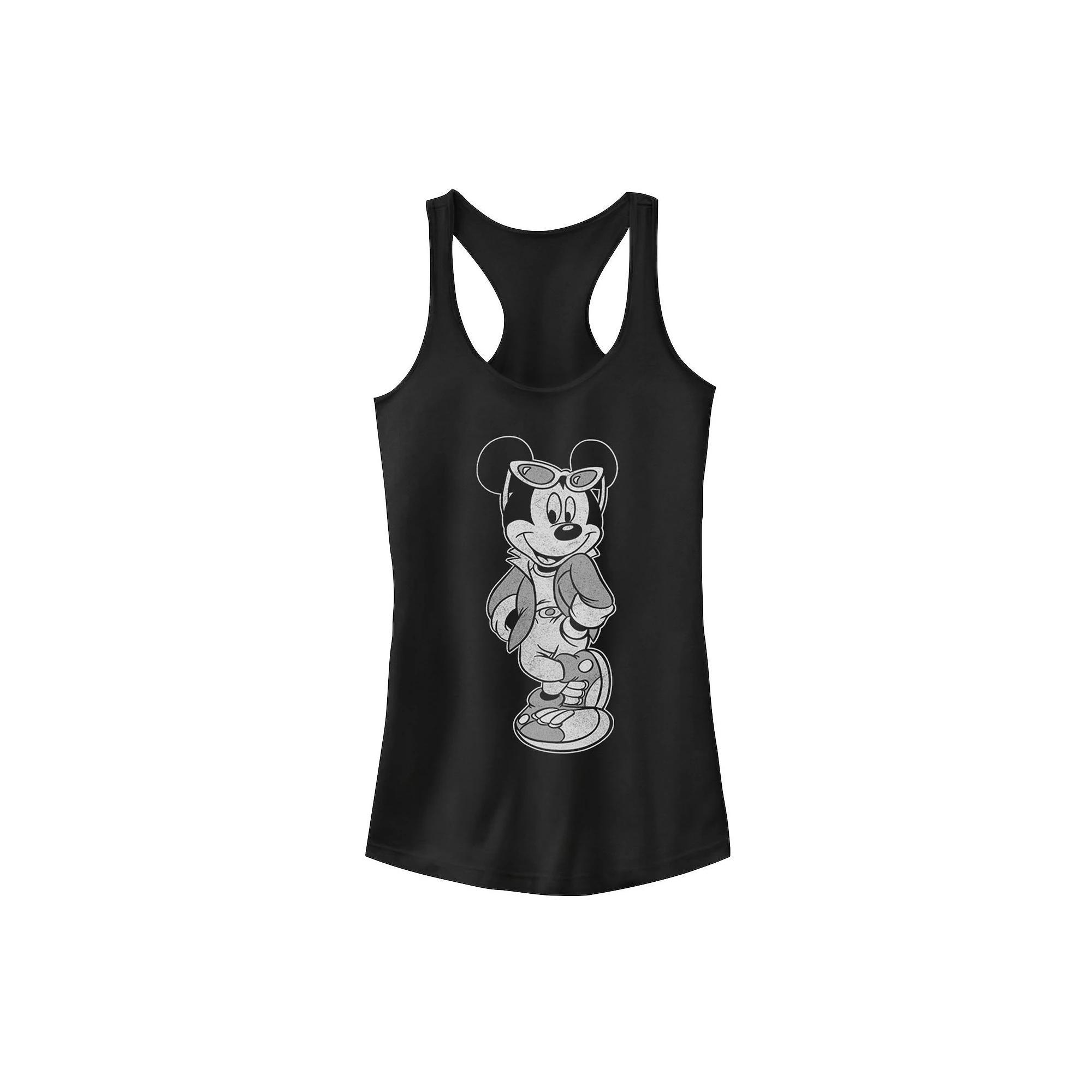 Disney's Mickey & Friends Mickey Cool Portrait Juniors' Racerback Graphic Tank Top, Girl's, Size: Small, Black Product Image
