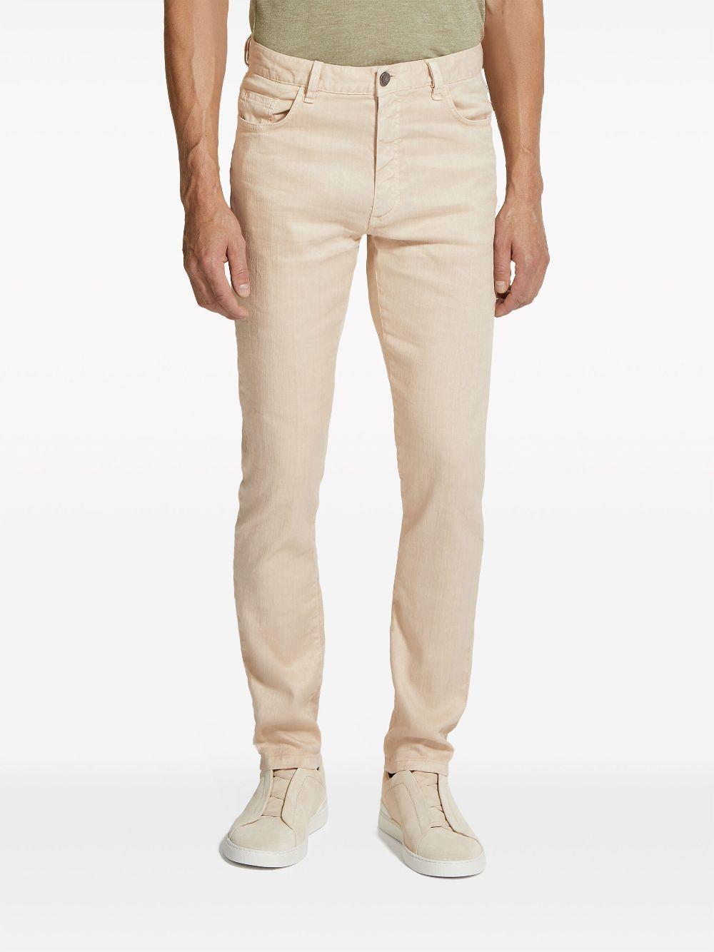 ZEGNA Jean Roccia En Lin Et Coton Extensible Beige Clair In Light Beige Product Image