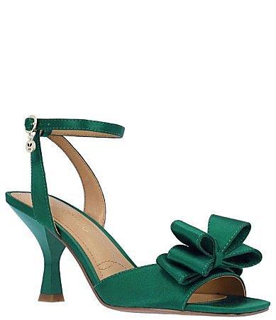 J. Renee Nishia Satin Bow Ankle Strap Dress Sandals Product Image