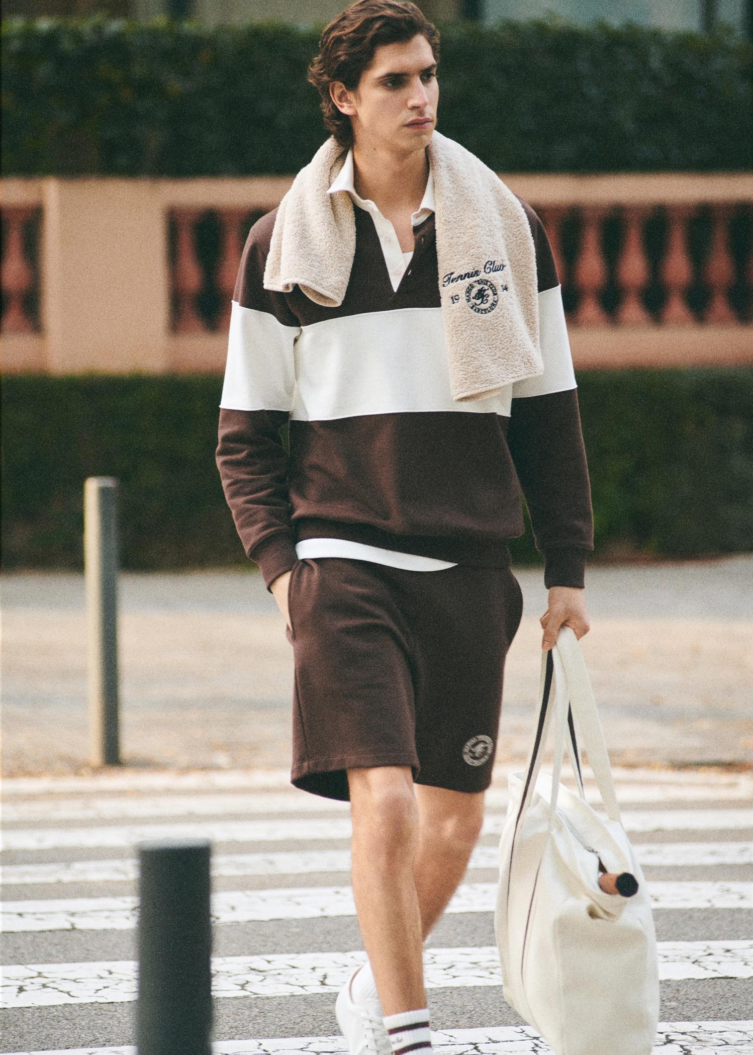 Striped polo sweatshirt - Men | MANGO USA Product Image