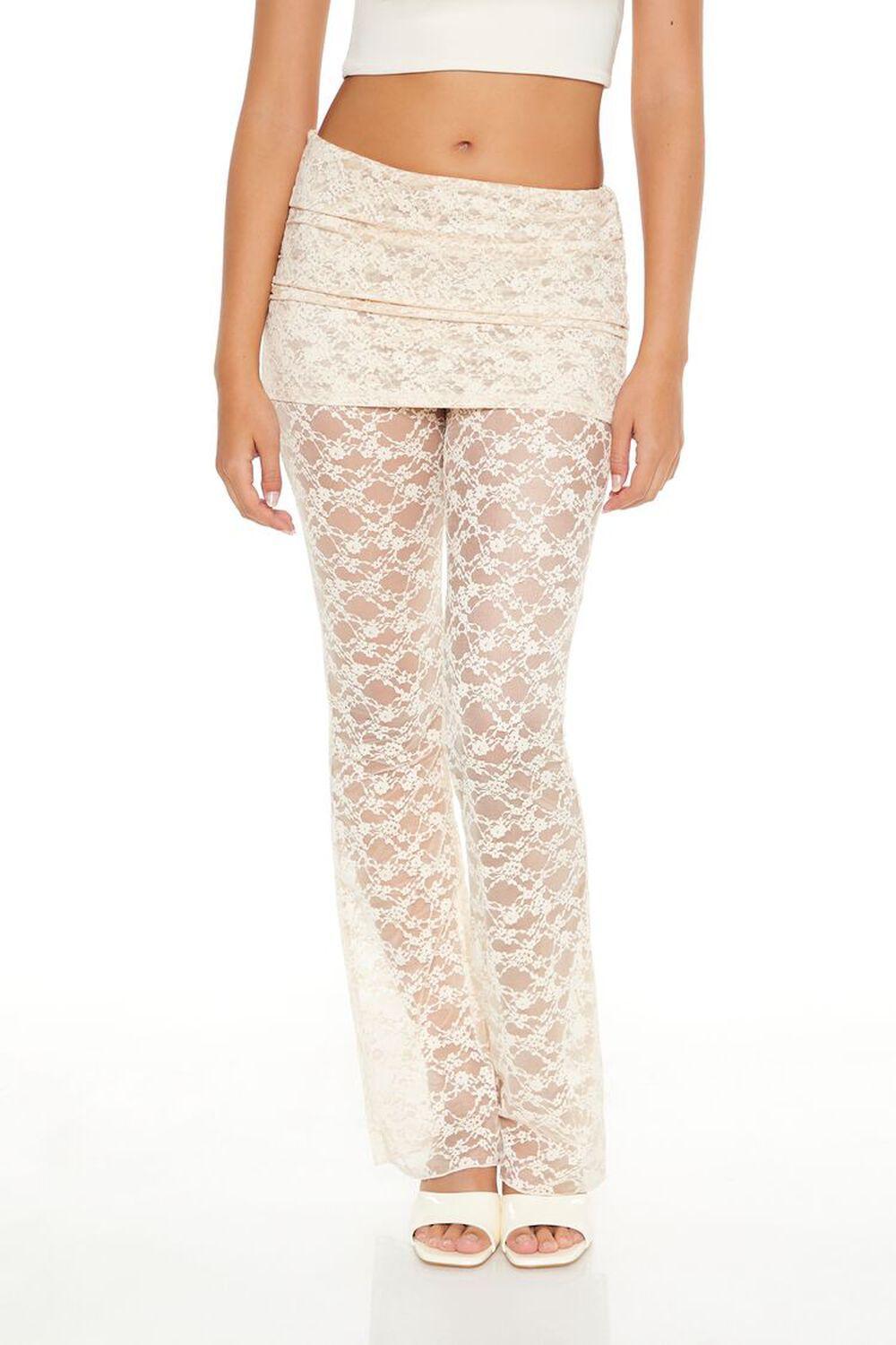 Sheer Combo Lace Pants | Forever 21 Product Image