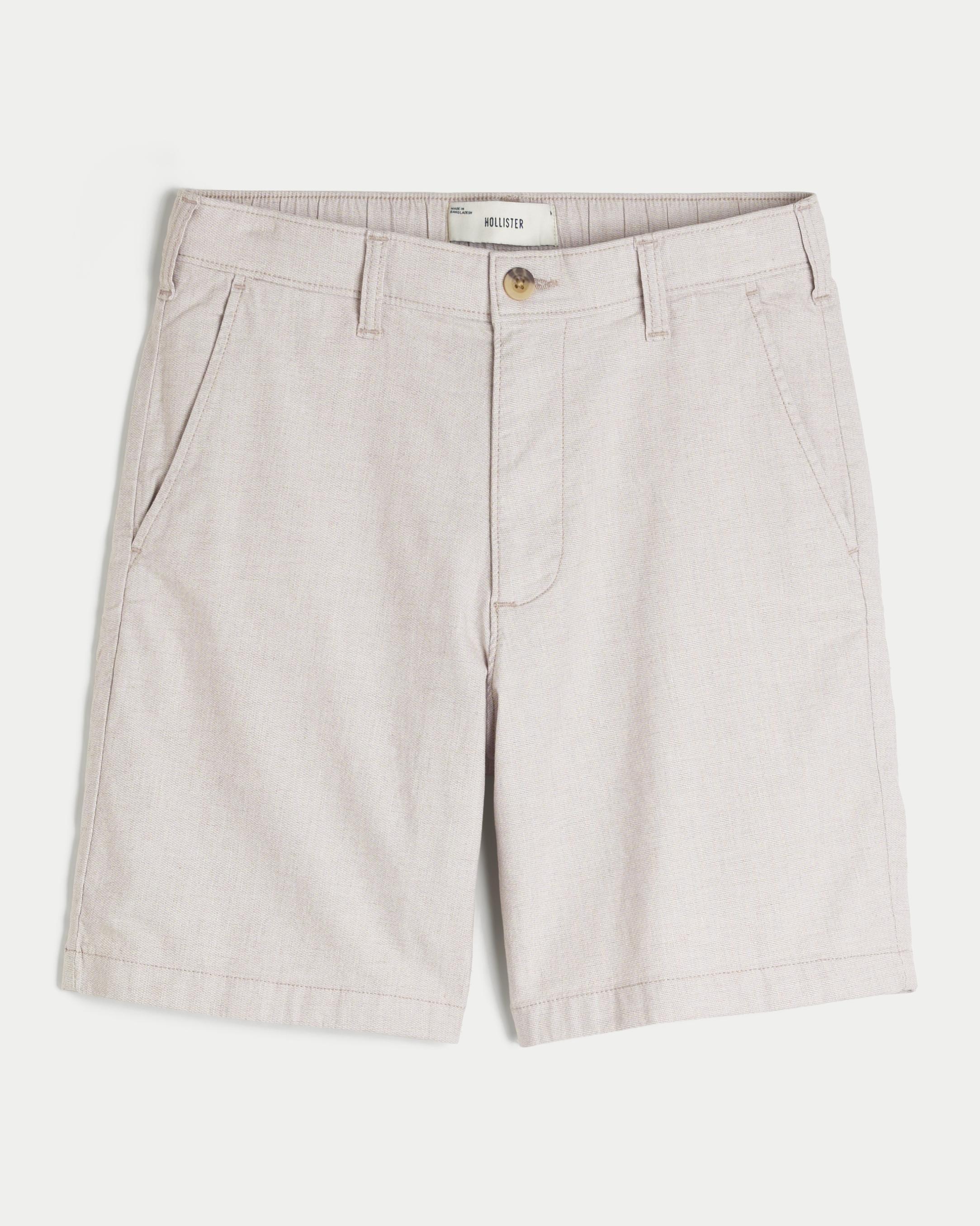 At-the-Knee Linen-Blend Flat-Front Shorts Product Image