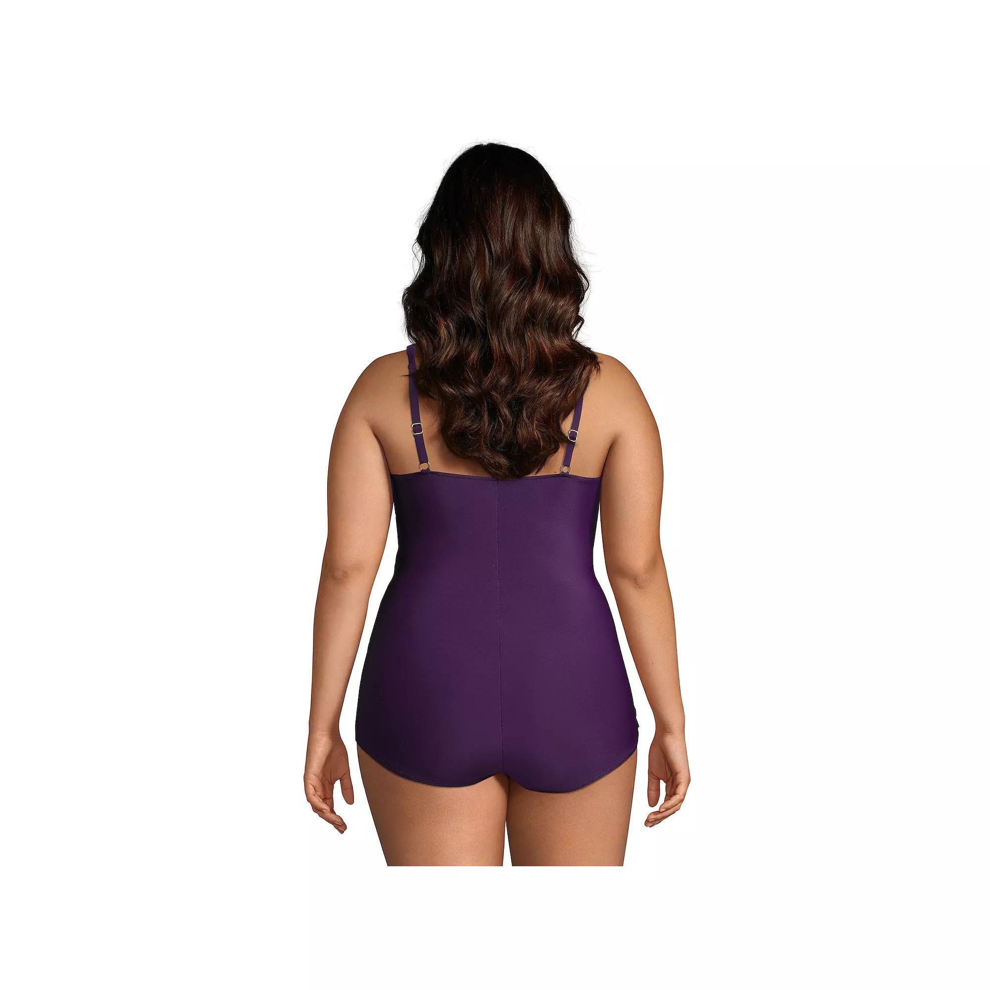 Plus Size Lands End SlenderSuit Skirted One-Piece Swimsuit, Womens Product Image