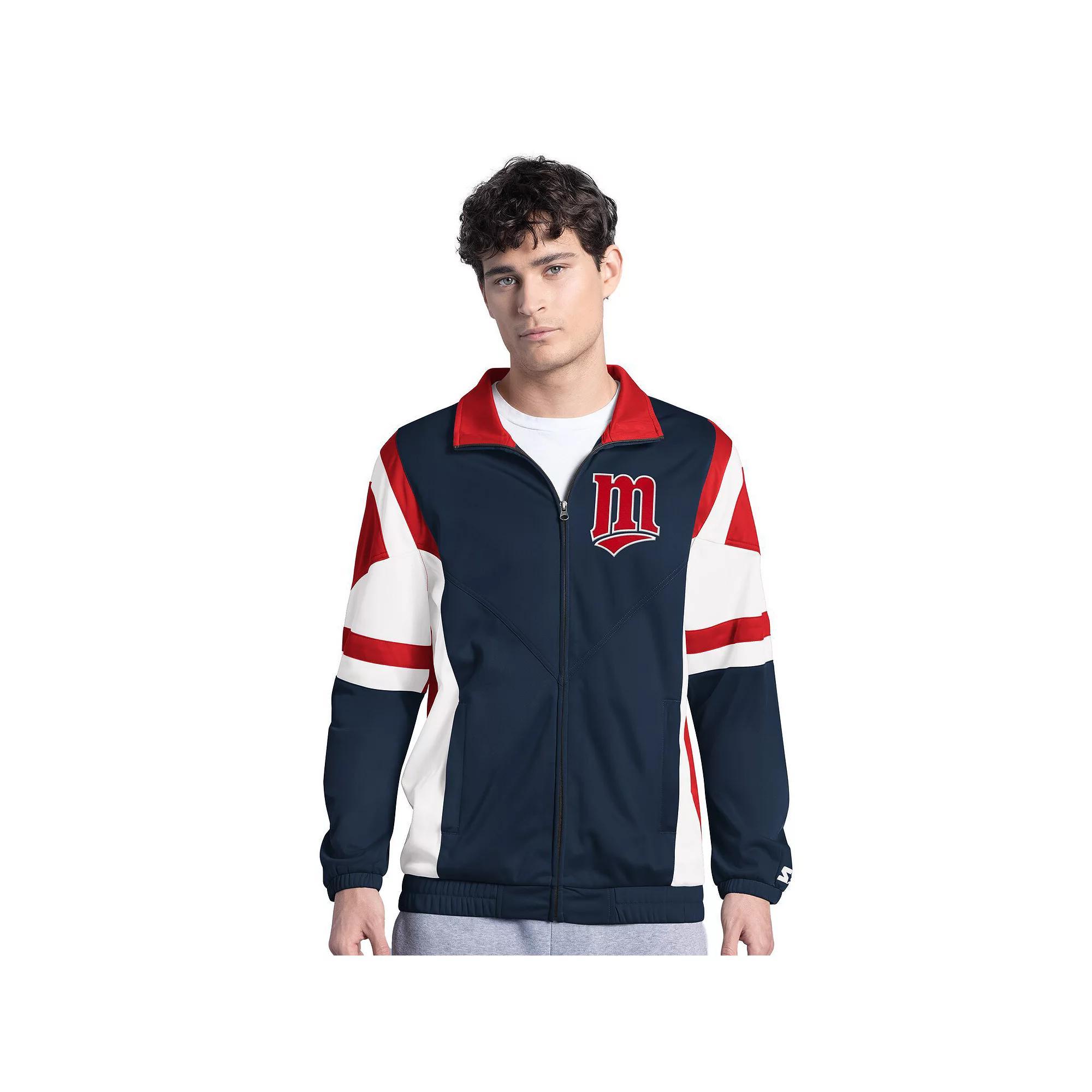 Men's Starter Navy/Red Minnesota Twins Contender Tricot Full-Zip Track Jacket, Size: 2XL, Blue Product Image