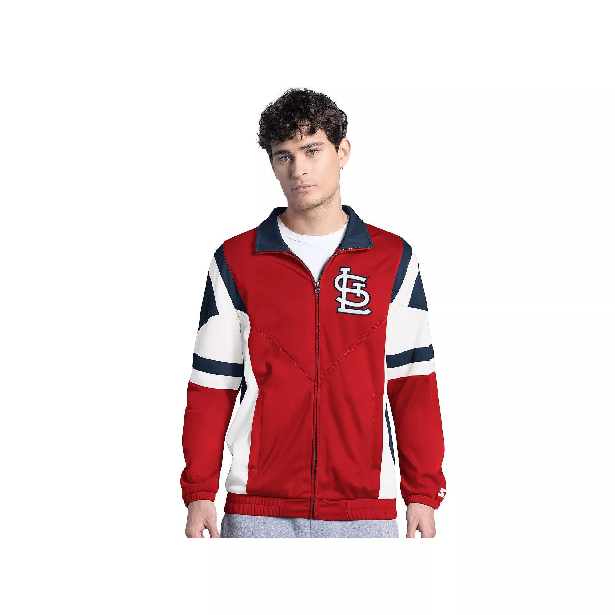 Men's Starter Red/Navy St. Louis Cardinals Contender Tricot Full-Zip Track Jacket, Size: 2XL Product Image