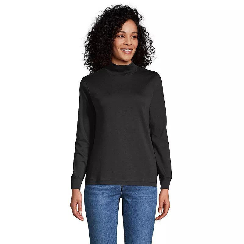 Petite Lands' End Supima Mockneck Top, Women's, Size: Medium Petite, White Product Image