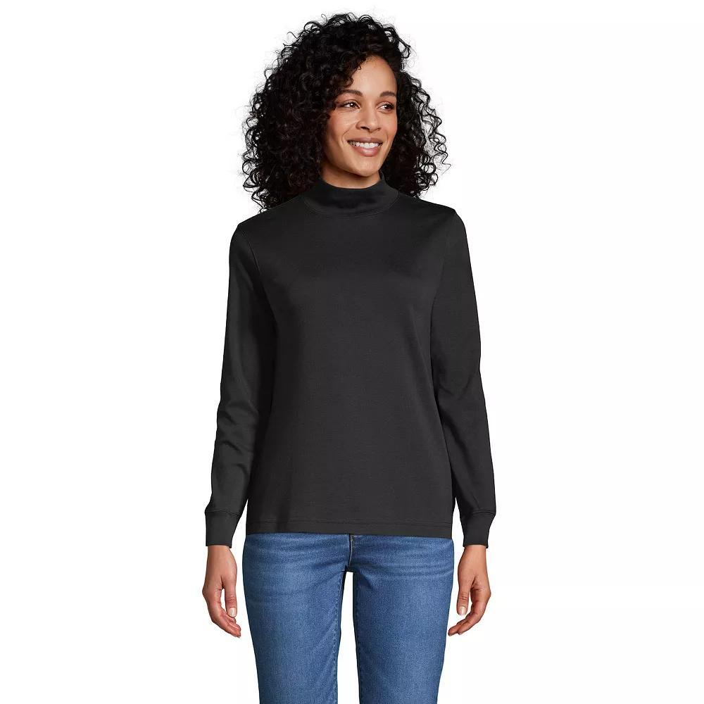 Petite Lands' End Supima Mockneck Top, Women's, Size: Medium Petite, White Product Image