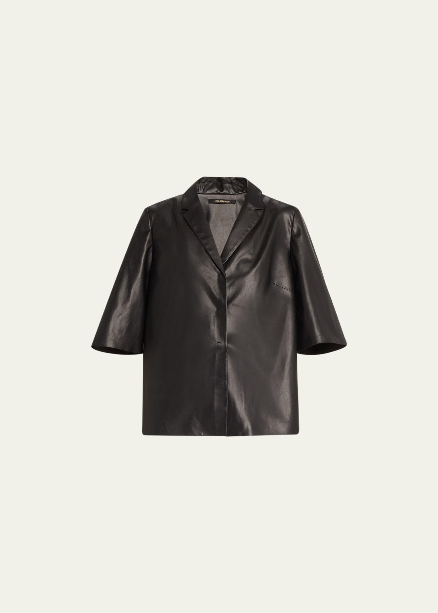 Womens Leslie Faux Leather Blouse Product Image