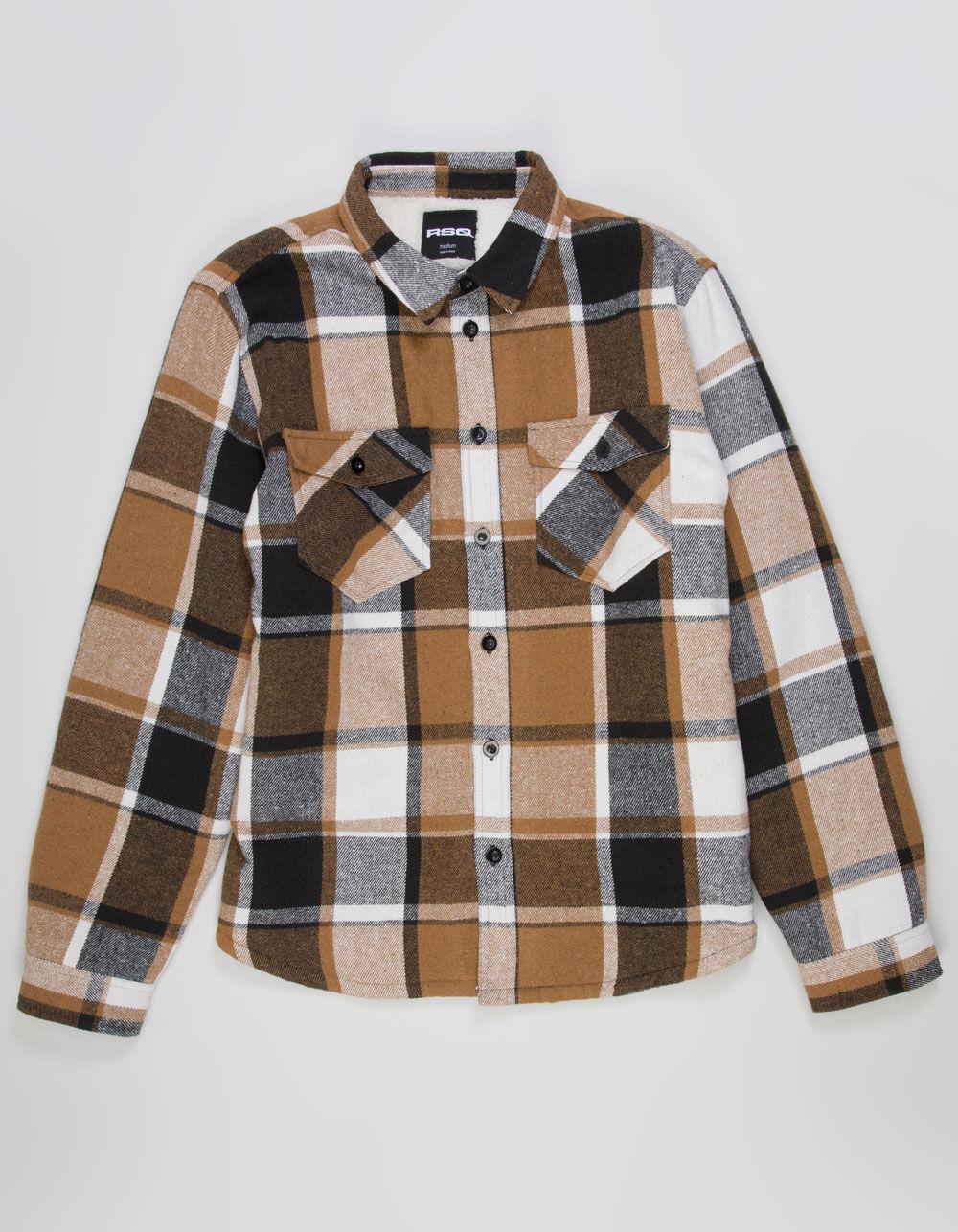 RSQ Mens Plaid Sherpa Jacket - BLK/WHT Product Image