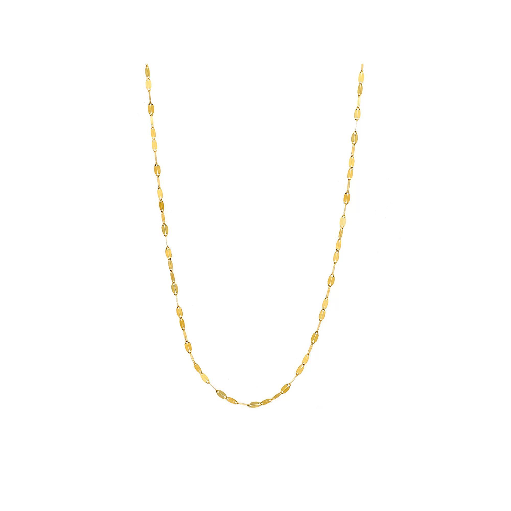 American Exchange 18K Gold Over Silver Flattened Forzatina Chain Necklace, Womens Gold Tone Product Image