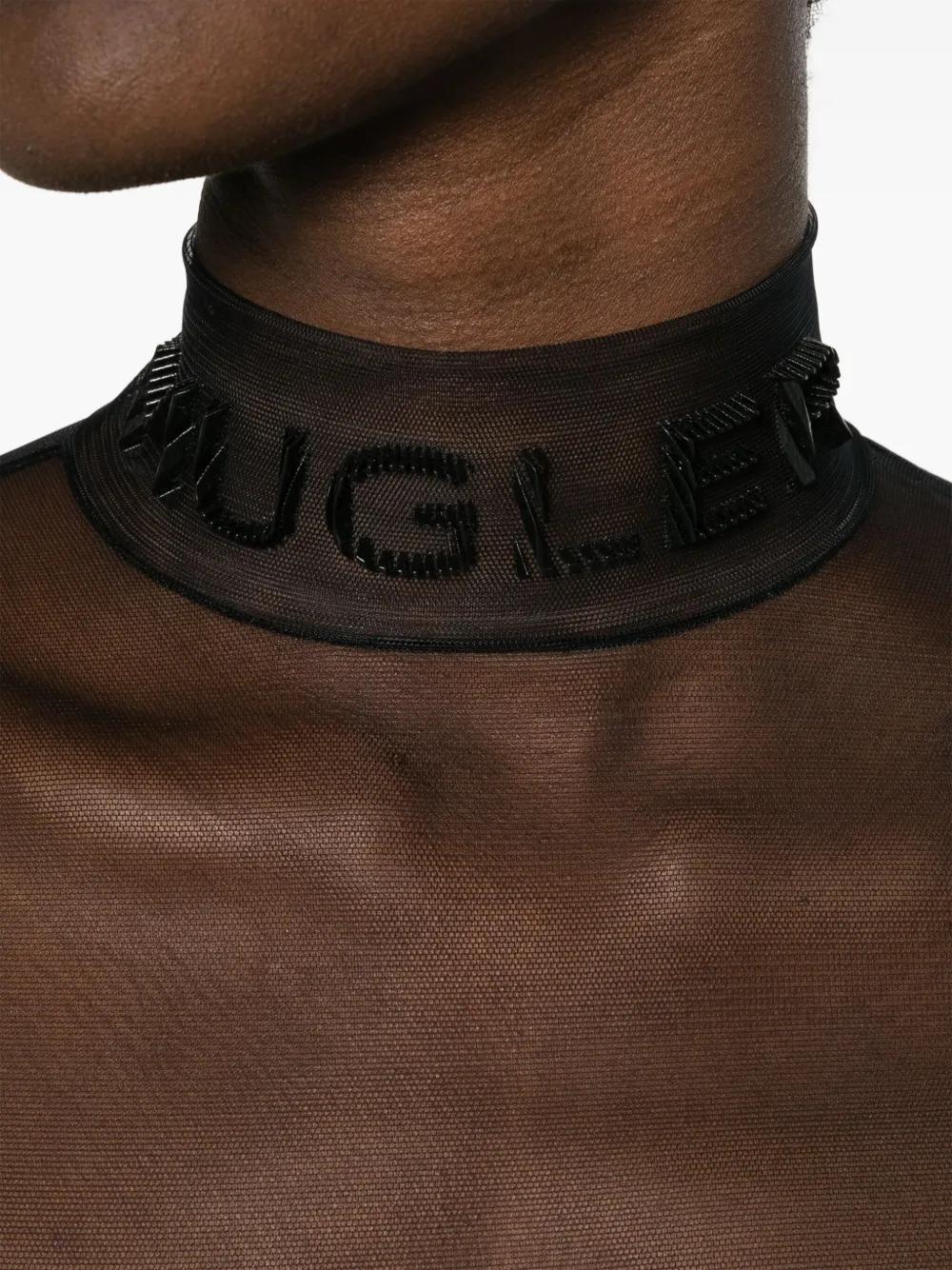 logo-embossed sheer bodysuit Product Image