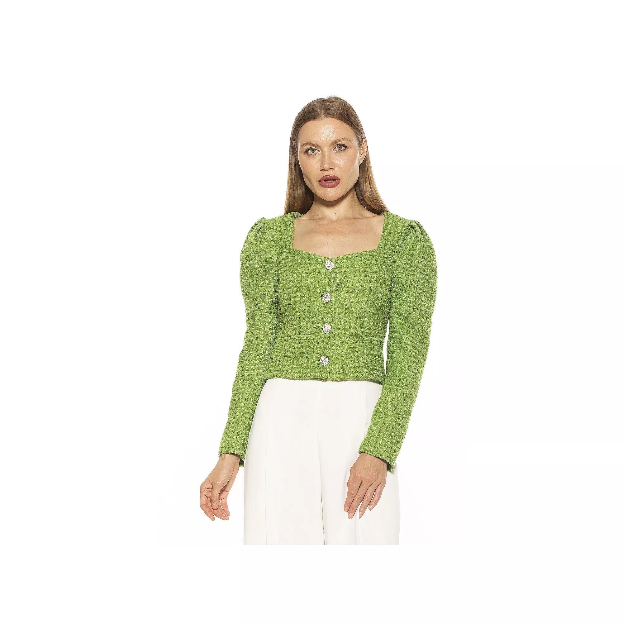 Women's ALEXIA ADMOR Rowan Long Puff Sleeve Sweetheart Jacket, Size: 8, Black Pink Product Image