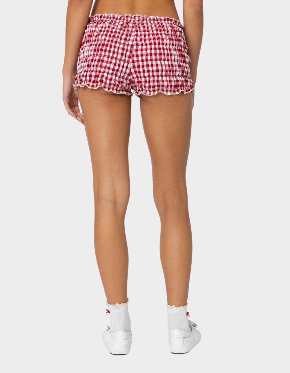 EDIKTED Gingham Scrunch Shorts Product Image