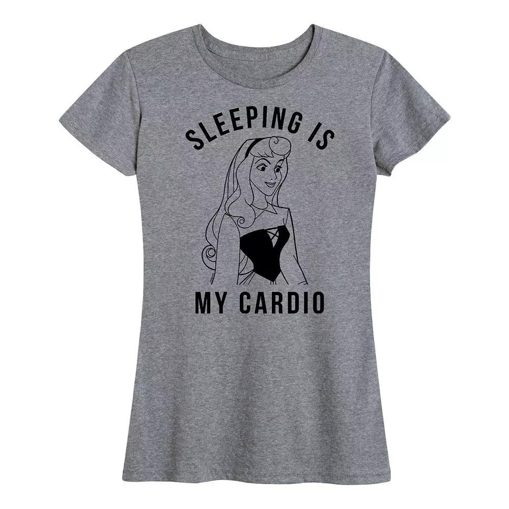 Disney Princess Aurora Womens Sleeping Is My Cardio Graphic Tee, Girls Grey Gray Product Image