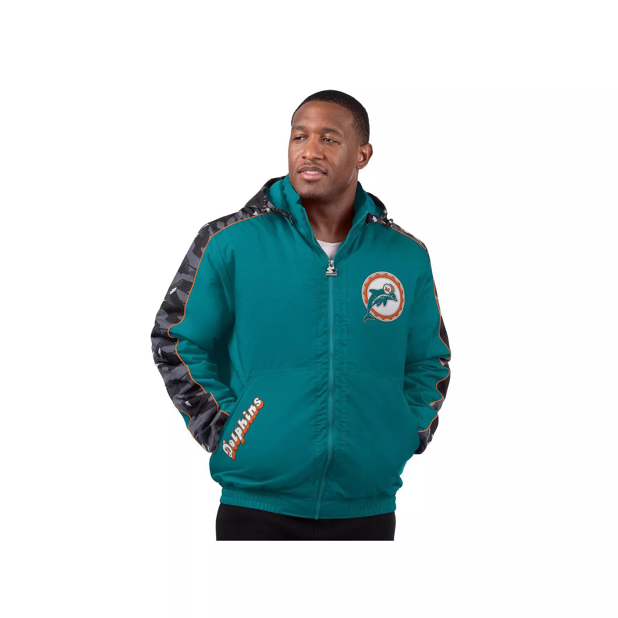 Mens Starter Aqua Miami Dolphins Thursday Night Gridiron Full-Zip Hoodie Jacket Turquoise A Product Image