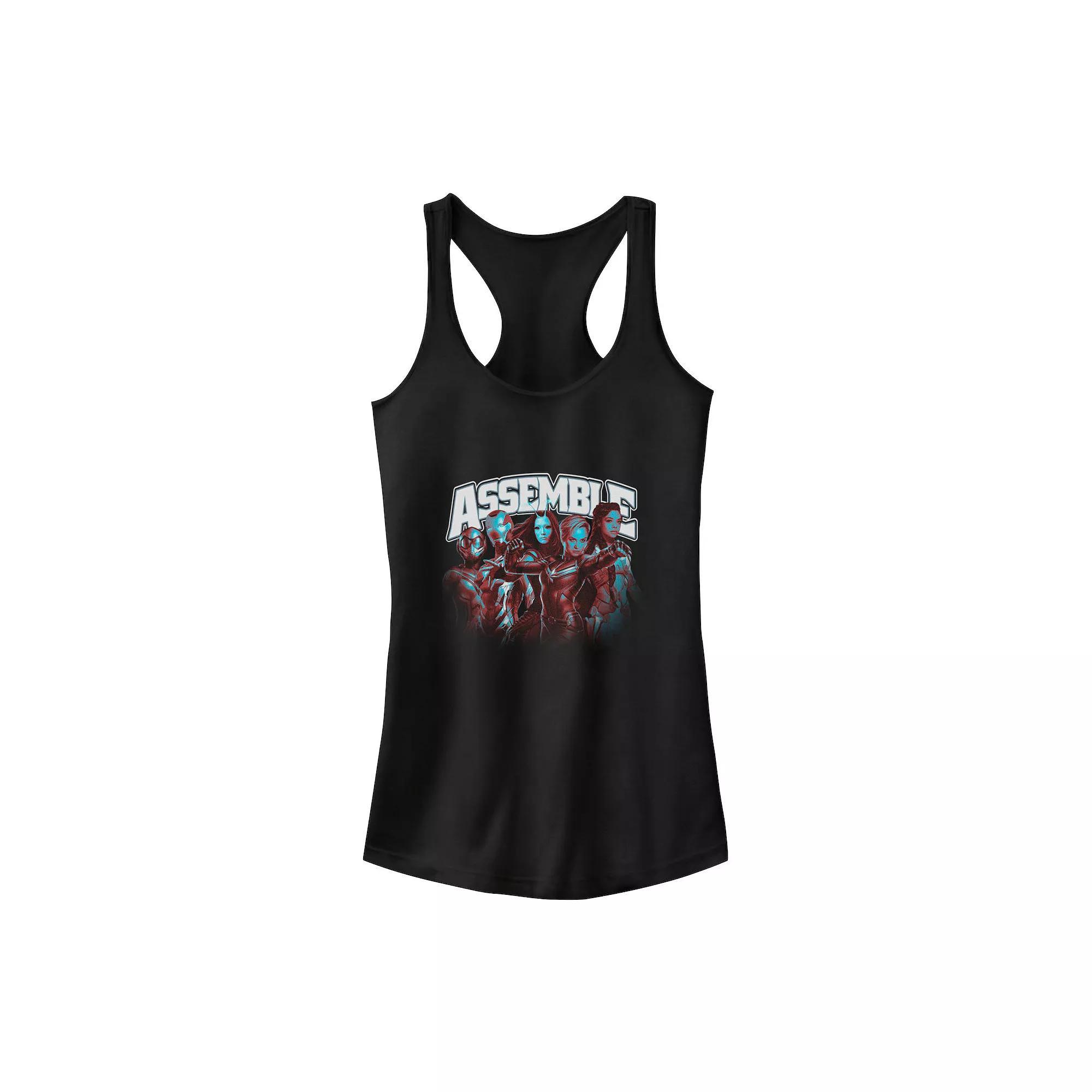 Juniors' Marvel Women Avengers "Assemble" Group Shot Tank Top, Girl's, Size: XXL, Black Product Image