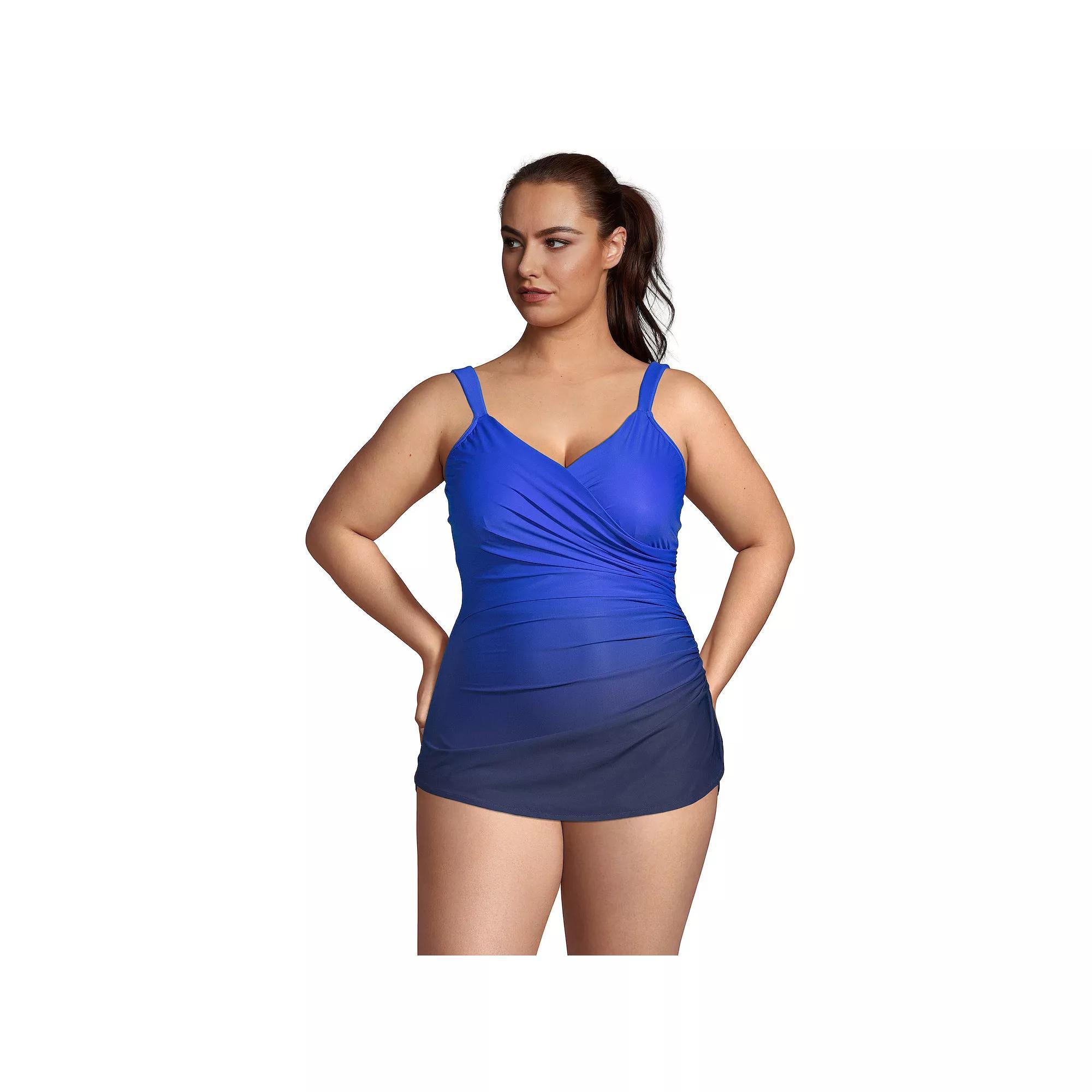 Plus Size Lands End SlenderSuit Skirted One-Piece Swimsuit, Womens Product Image