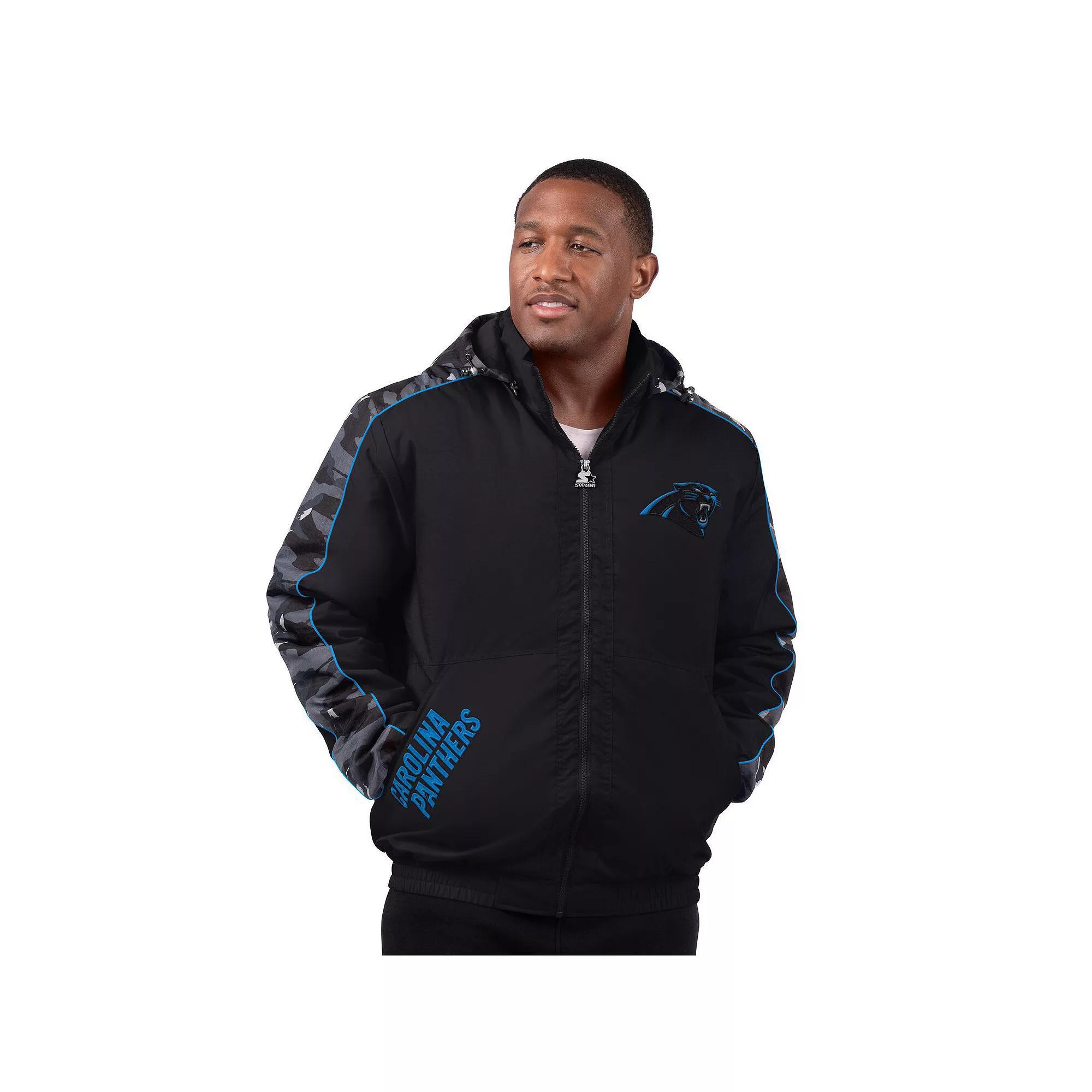 Men's Starter  Black Carolina Panthers Thursday Night Gridiron Full-Zip Jacket, Size: Large Product Image