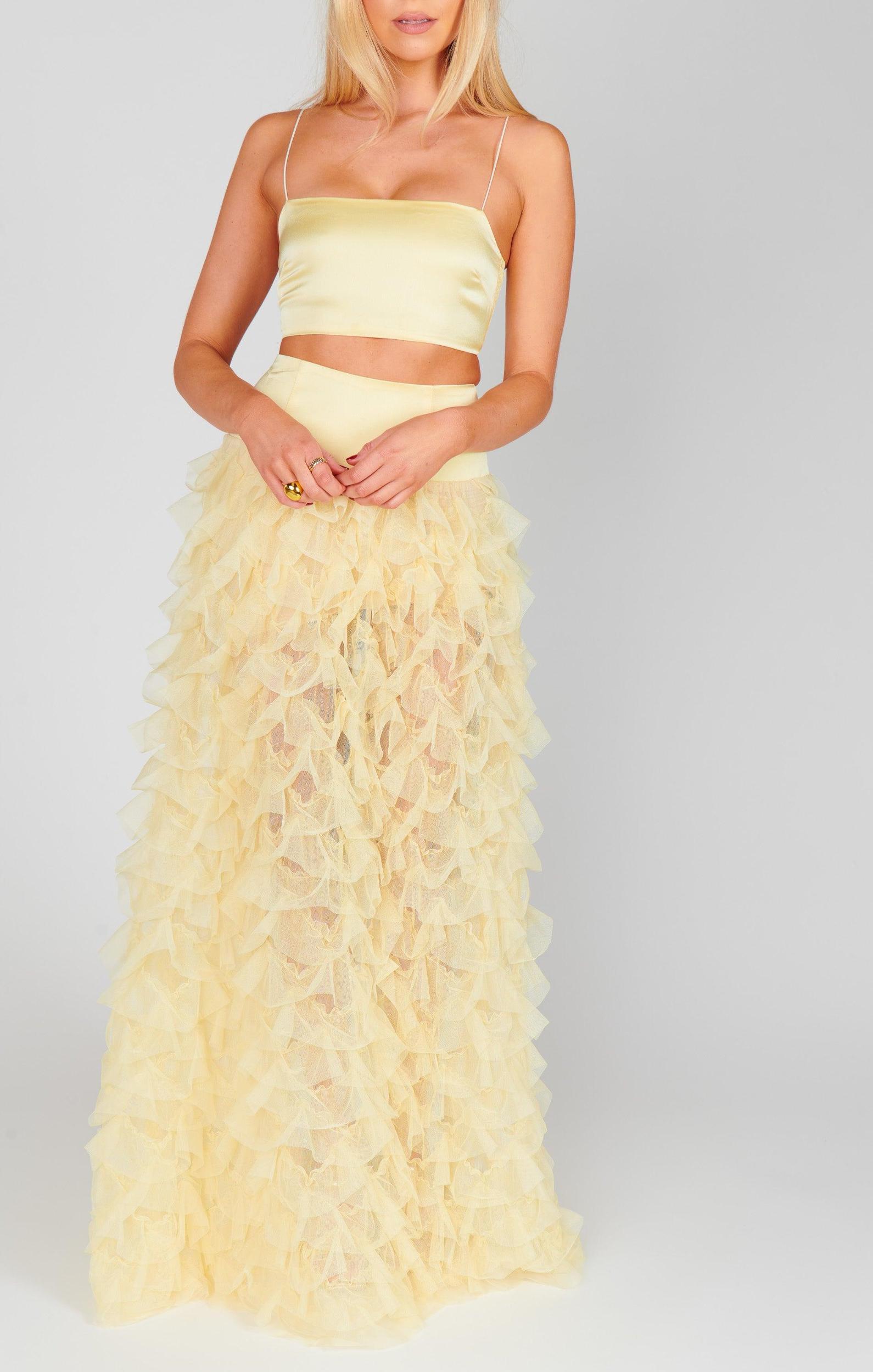 Meet Me at Midnight Skirt ~ Pale Yellow Ruffle Tulle Product Image