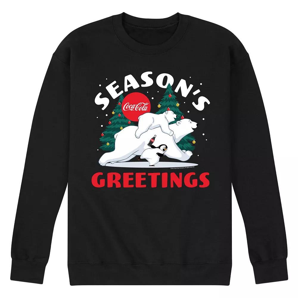 Men's CocaCola Seasons Greetings Polar Bears Sweatshirt, Size: XXL, Black Product Image