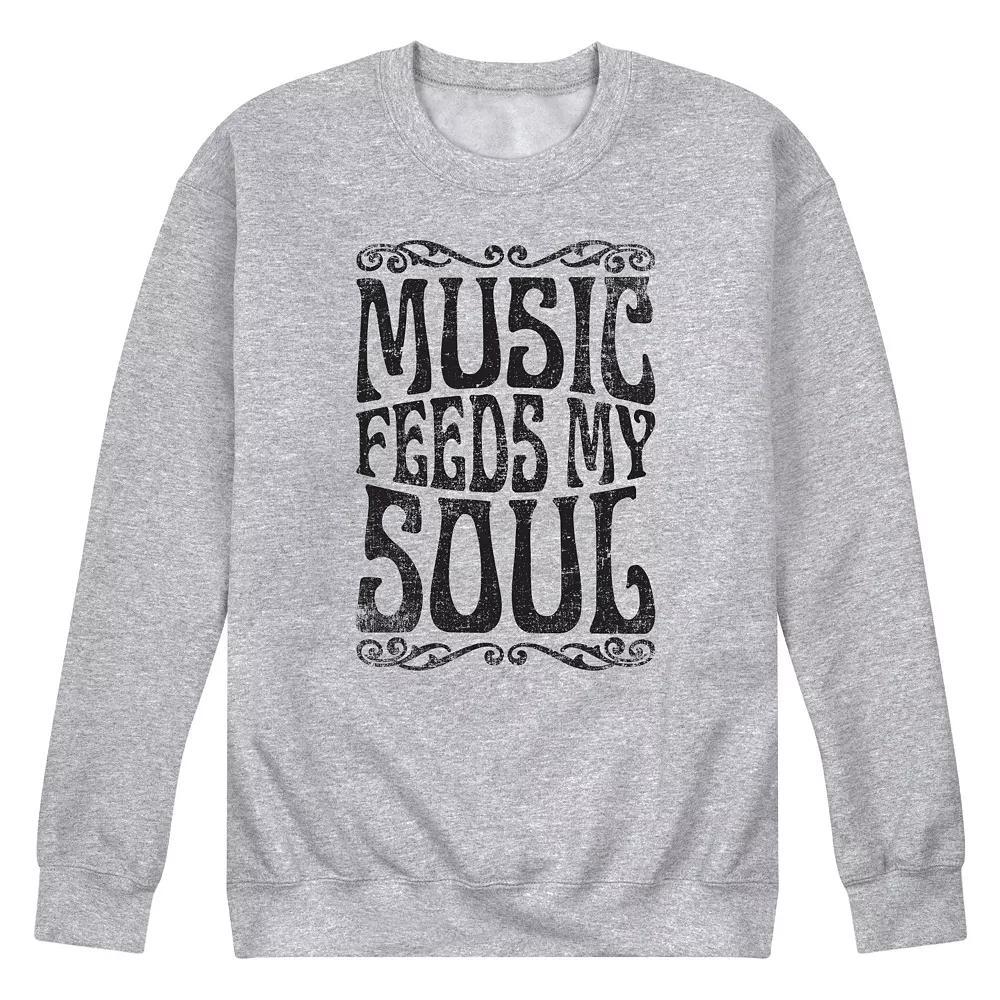 Mens Music Feeds My Soul Fleece Sweatshirt Grey Gray Product Image