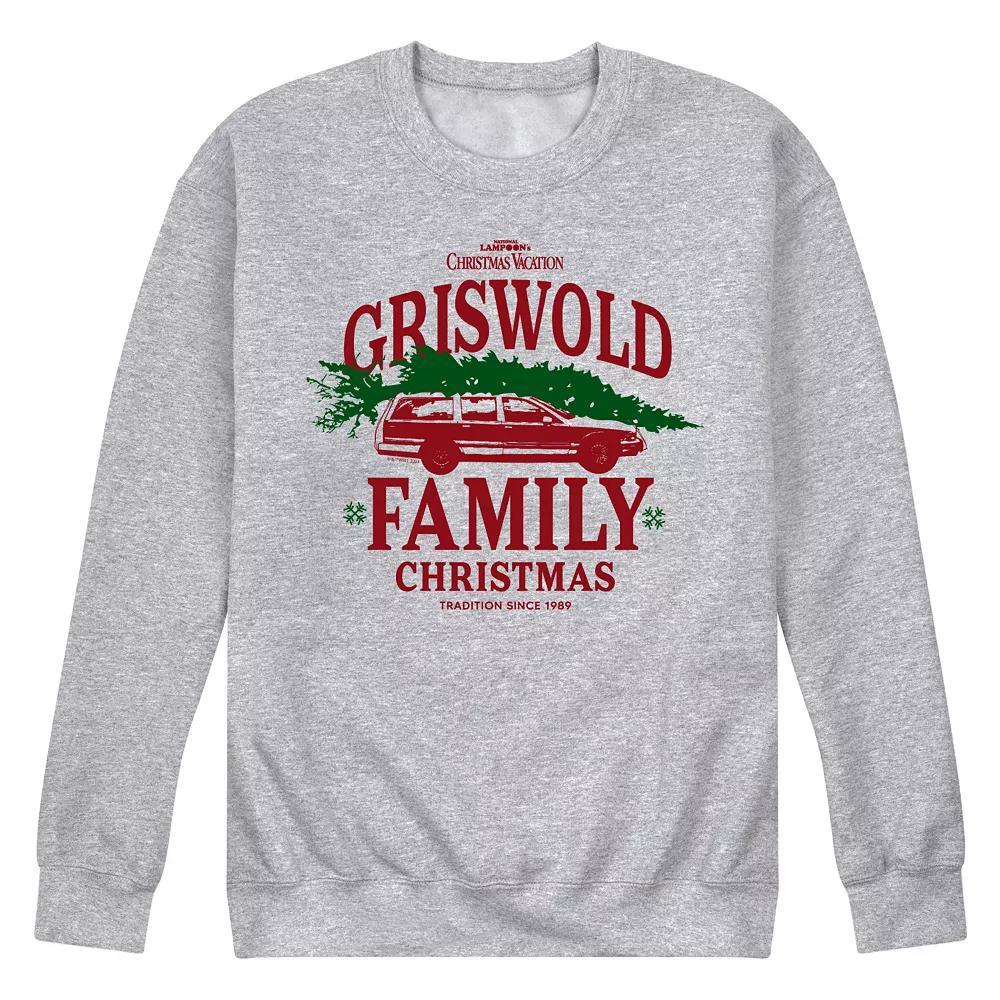 Men's National Lampoon's Christmas Vacation Family Christmas Fleece Sweatshirt, Size: Medium, Gray Product Image